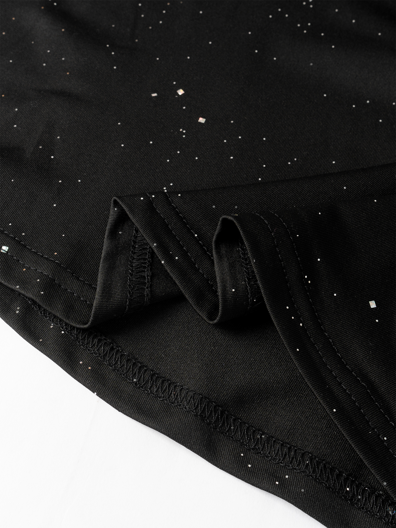 Women's Black Glittery Camisole with Rhinestone - Trimmed Straps