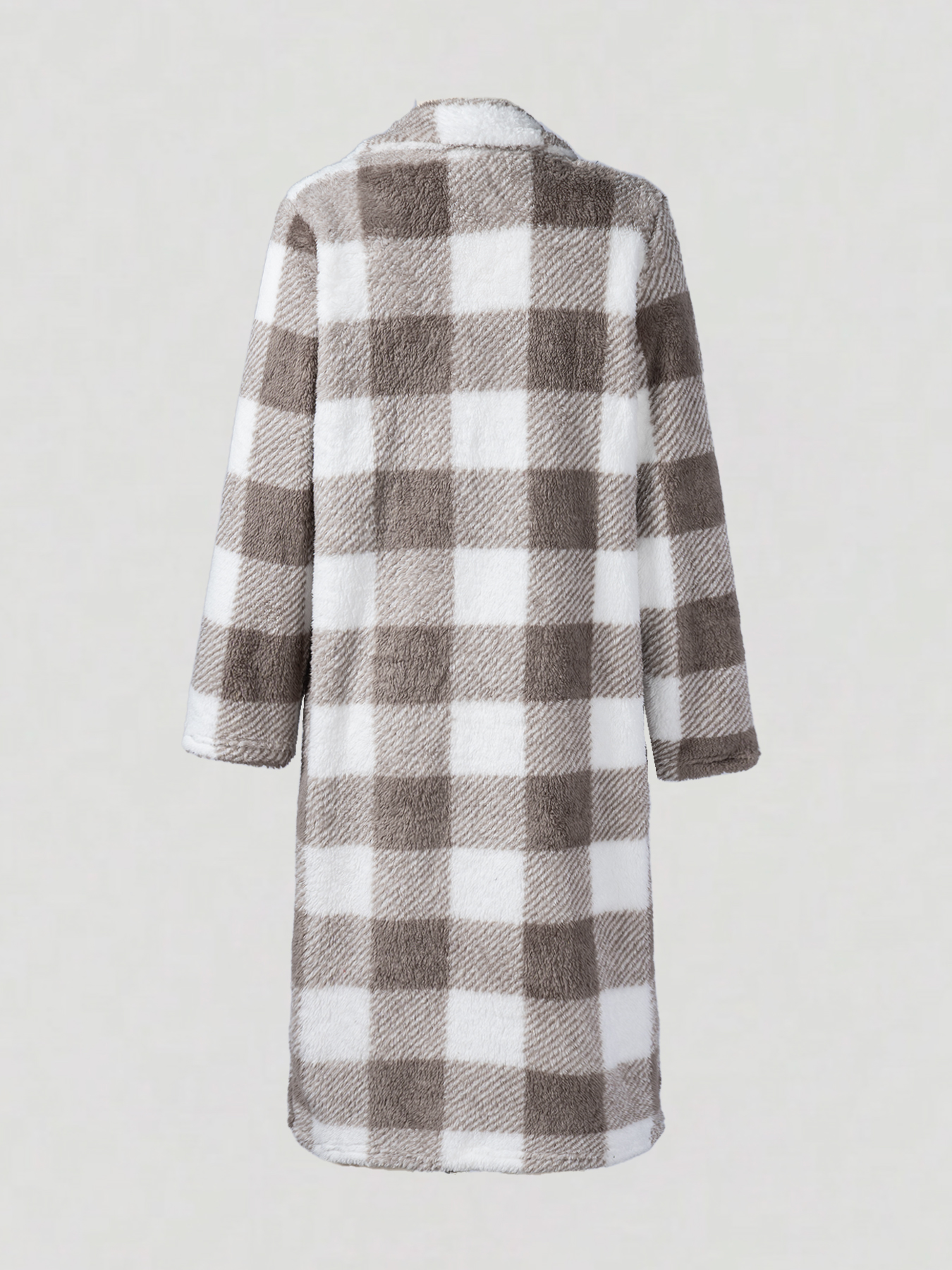 Women's Versatile Plaid Fuzzy Longline Coat  