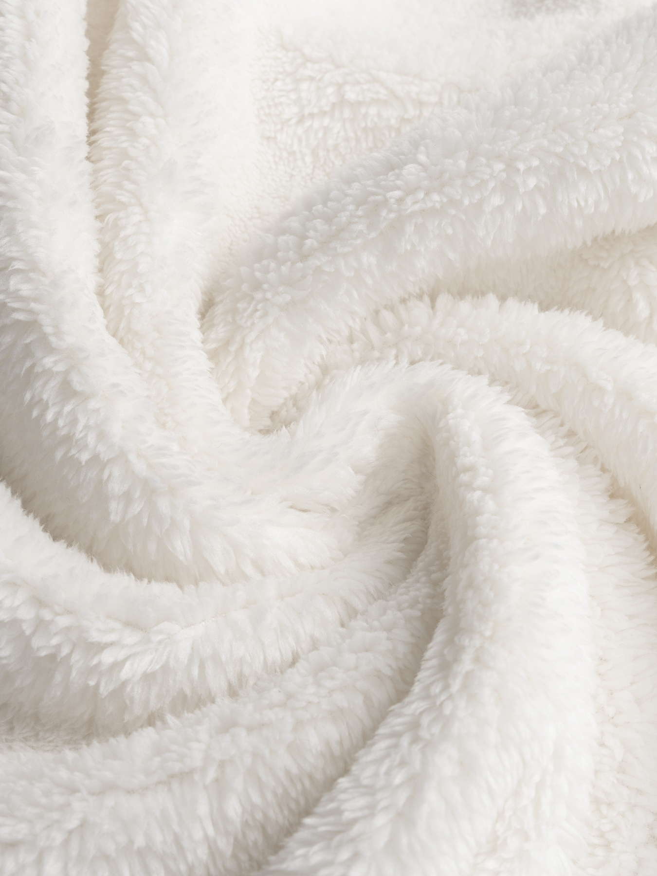 White hooded fleece cardigan Women‘s loose medium-length thermal jacket