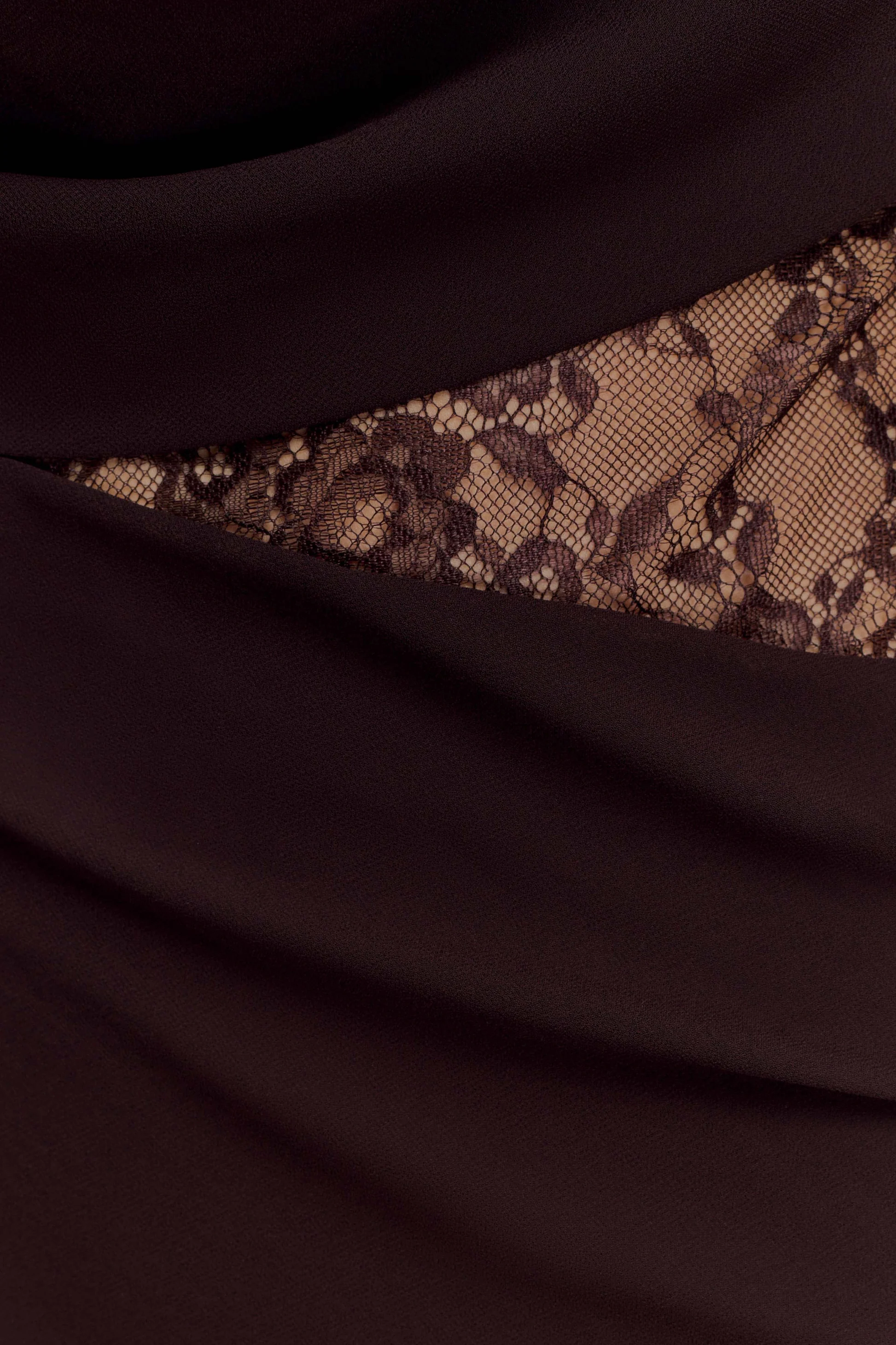 2026 Spring Summer Halter Lace Paneled Formal Dress ：Draped Neck Cutout Backless Fitted Maxi Dress