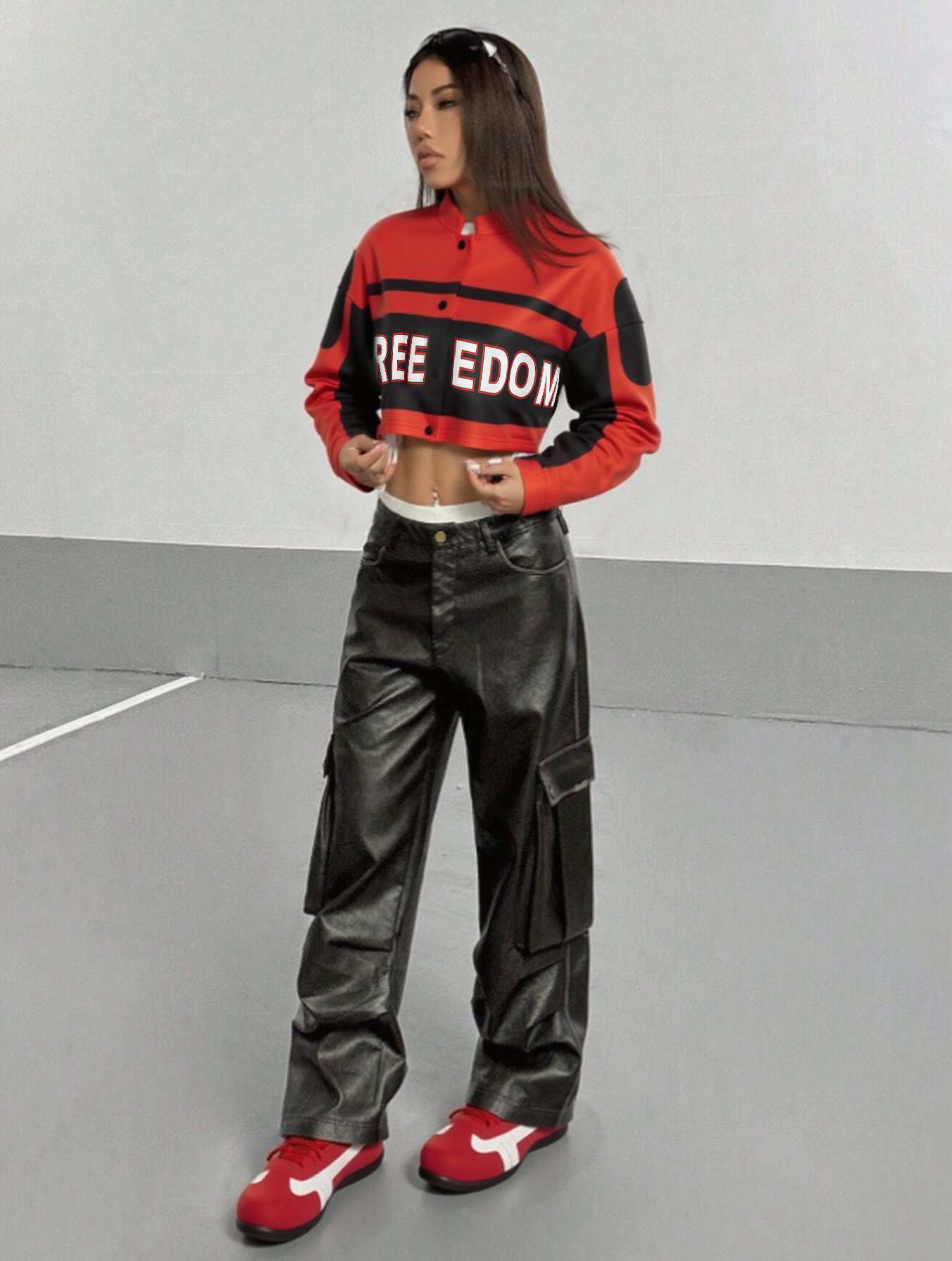 Y2K Digital Print Motocross Jacket - Cropped Streetwear Jacket w/ Distressed Letter Sleeves-Aetheryn