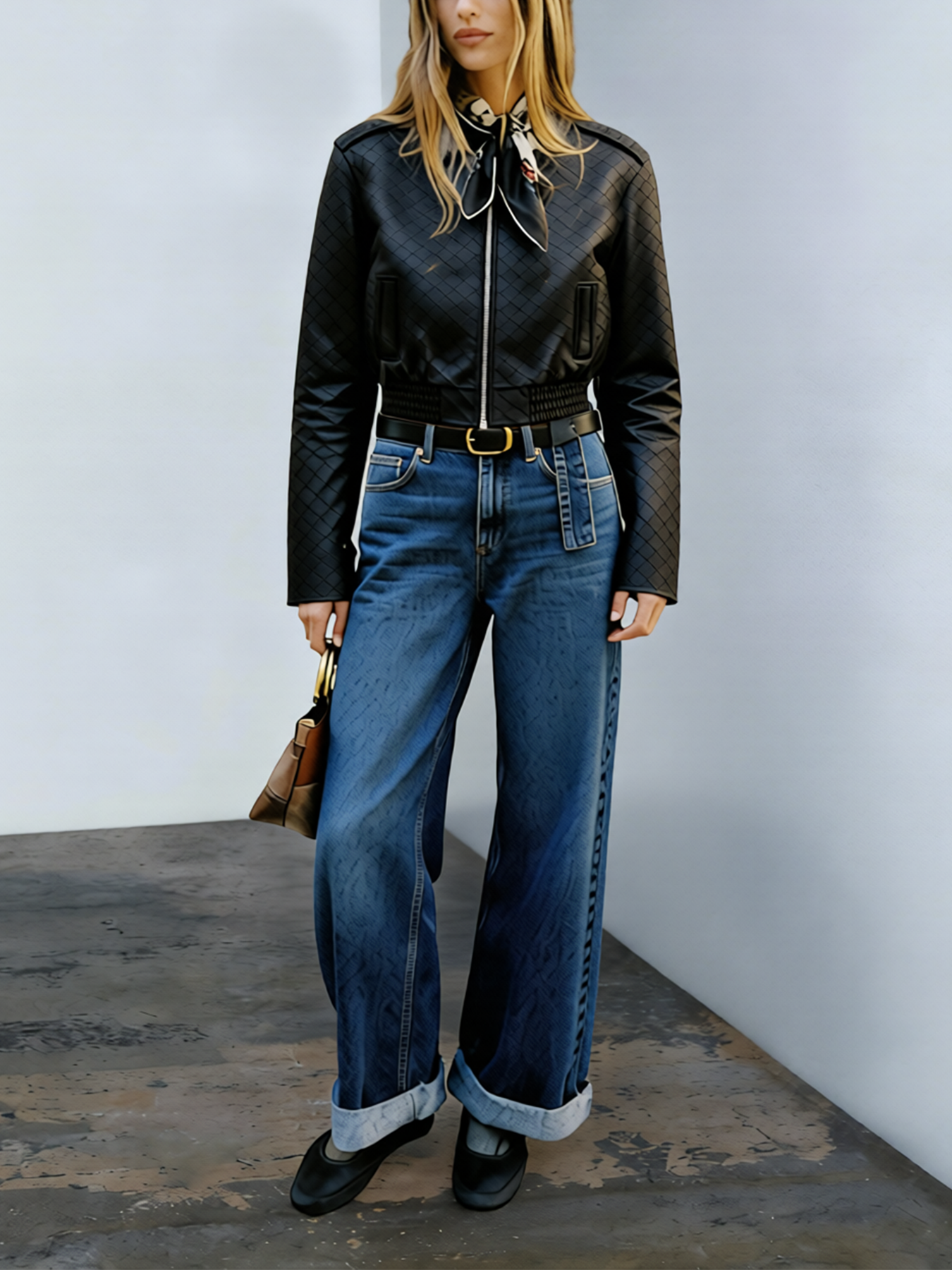 2026 Spring/Summer New Style Fashion Casual Quilted Pattern Zipper Short Leather Jacket