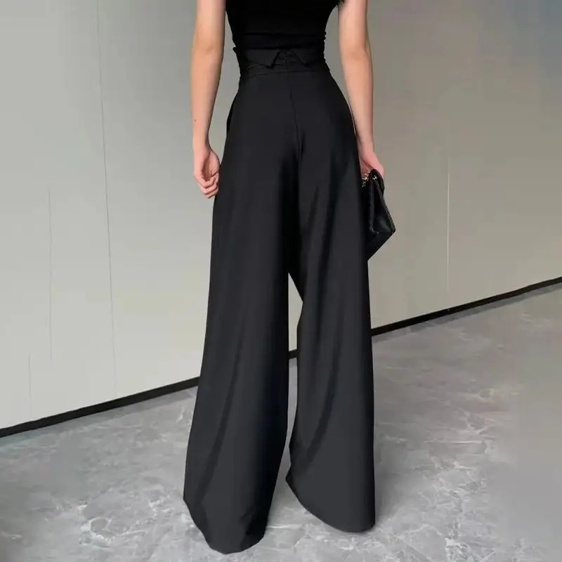 Black High Waist Wrap Wide Leg Pants