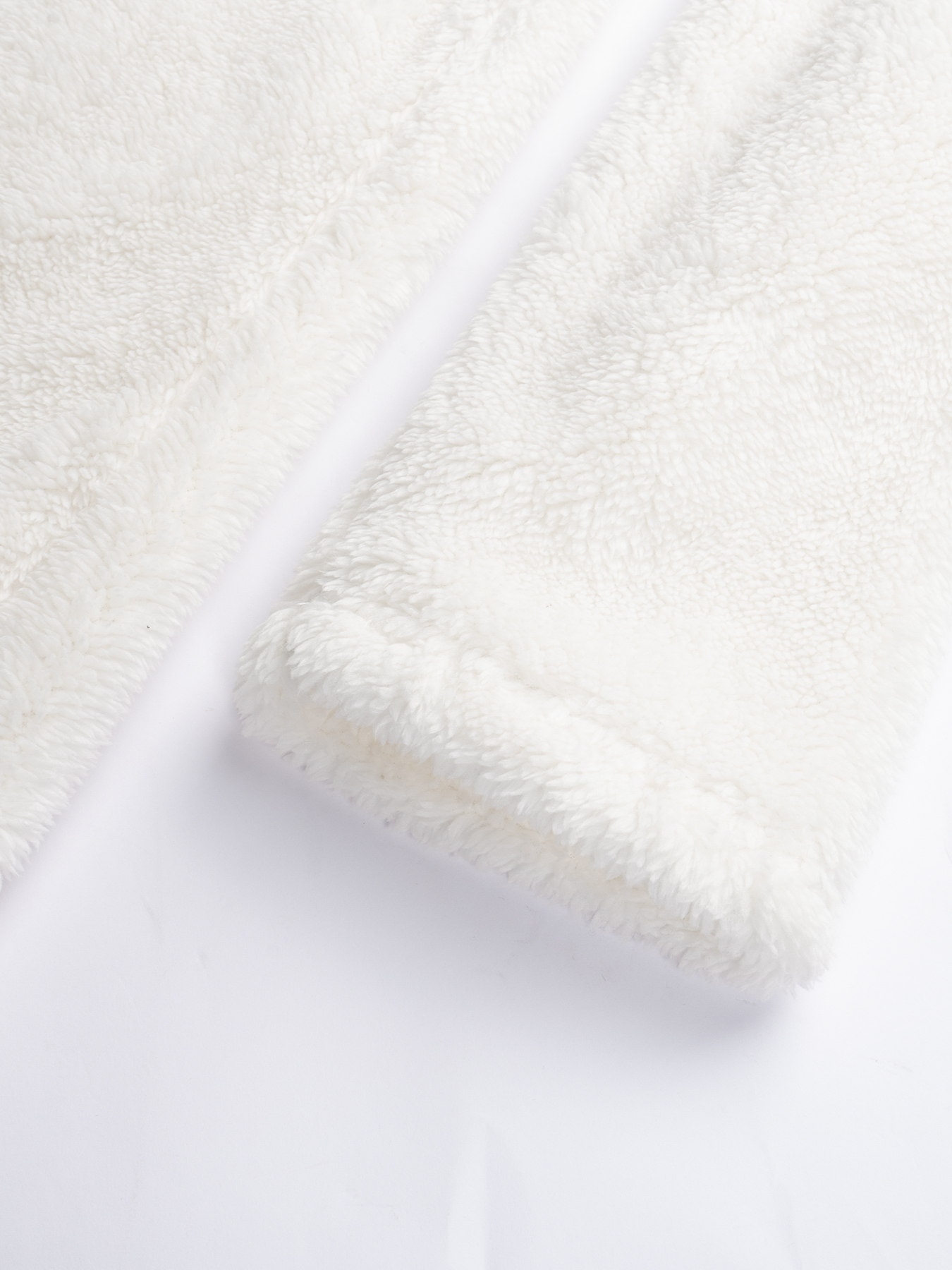 White hooded fleece cardigan Women‘s loose medium-length thermal jacket