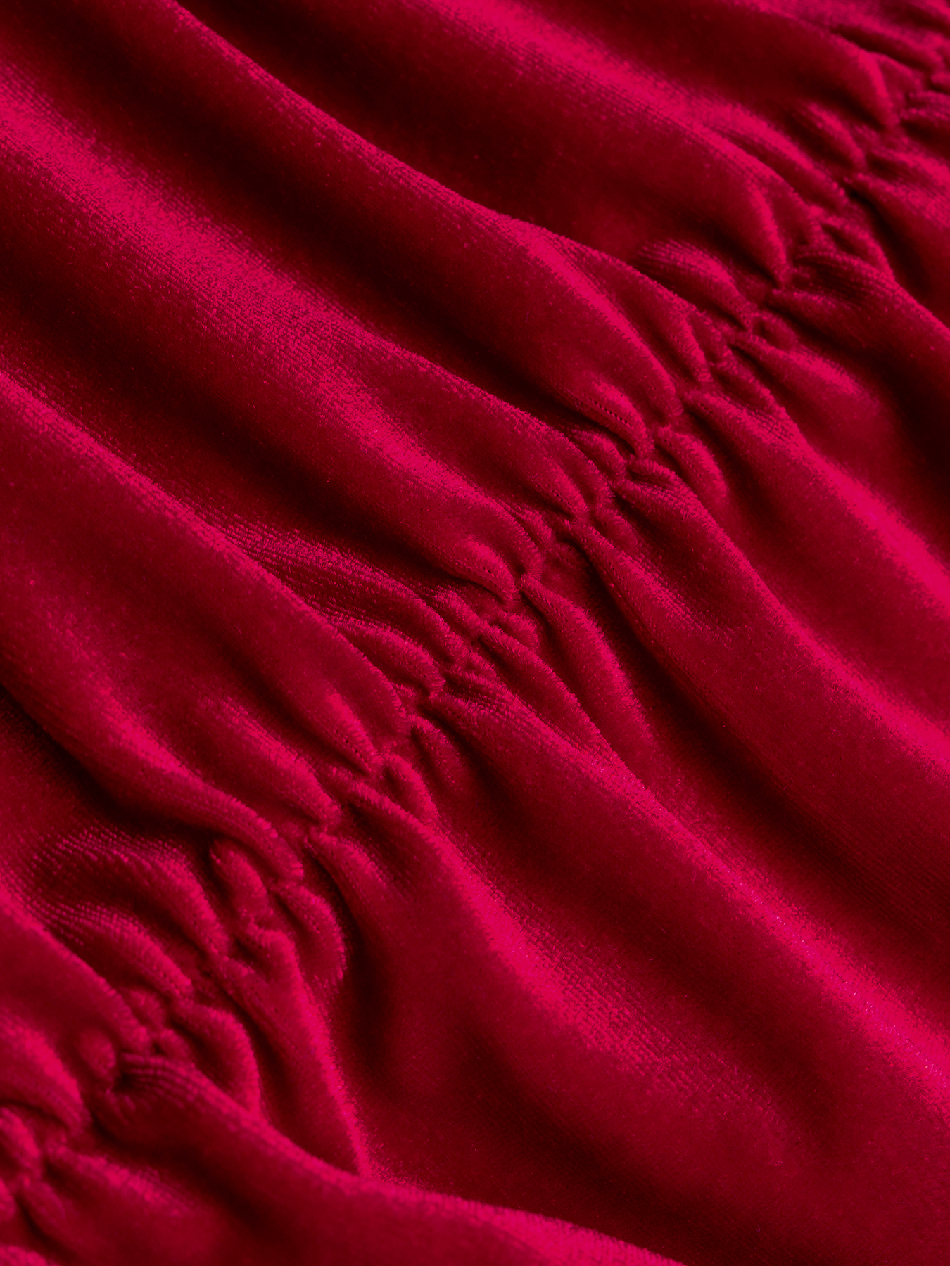 Woman's Burgundy Velvet High Neck Cutout Deep V Ruched Mini Dress