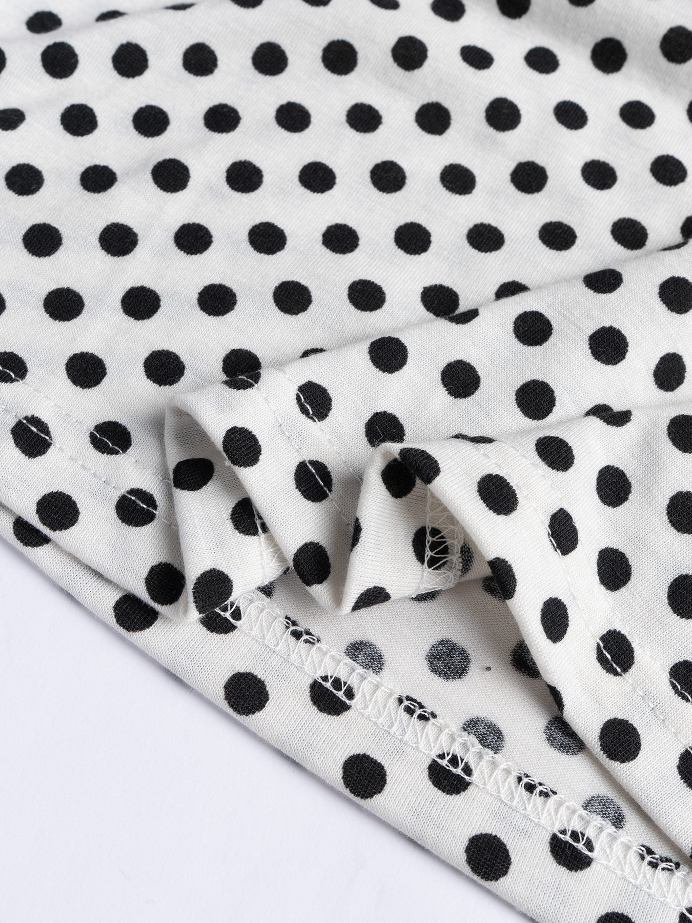 Women's White Spaghetti Strap Top with Black Polka Dot Print