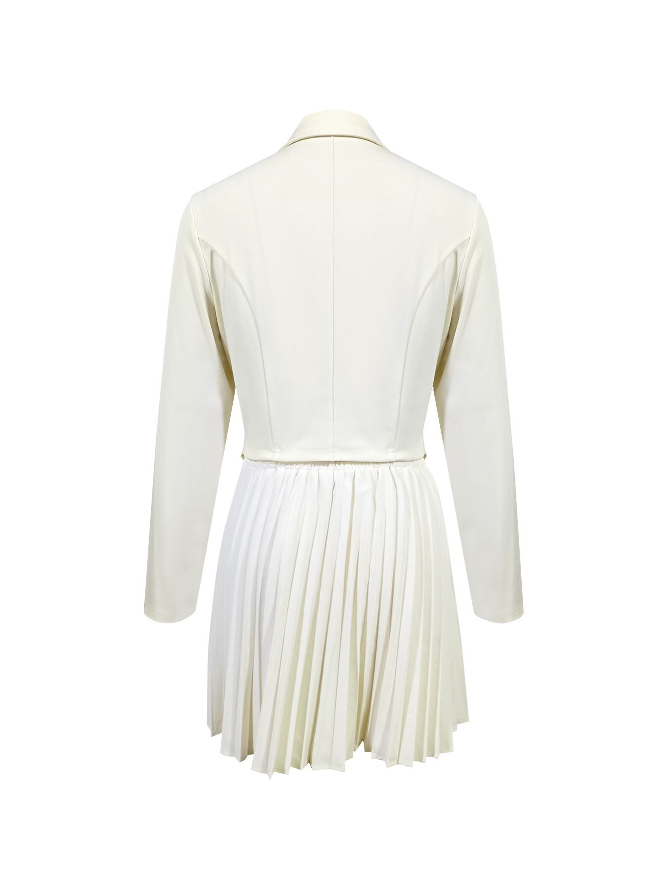 Women's White Double-Breasted Blazer and Pleated Mini Skirt Set