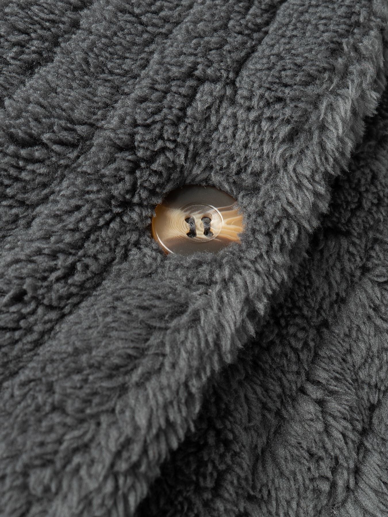 Dark gray pinstripe fur coat Women‘s hooded single-breasted long coat