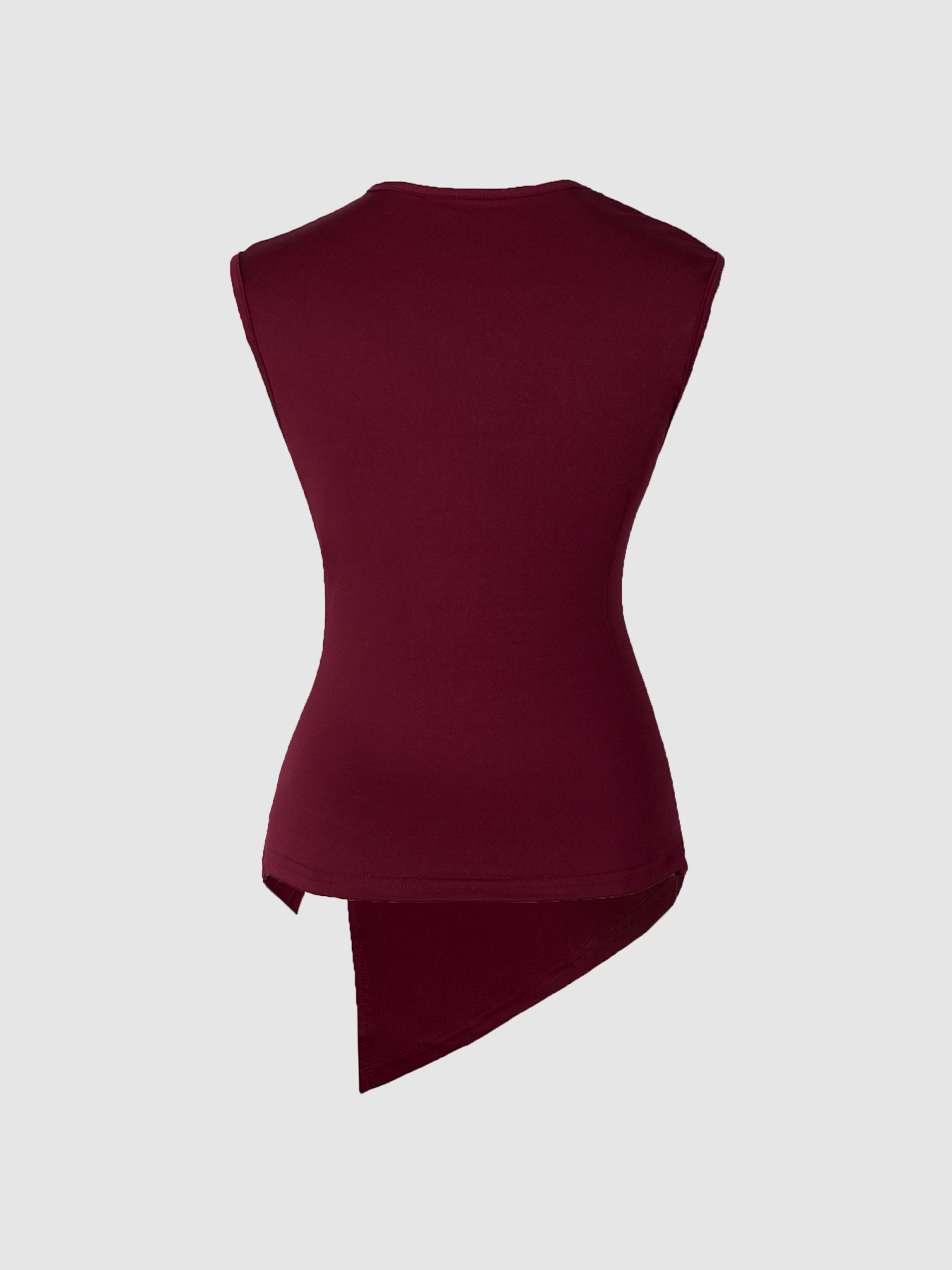 Women's Burgundy Asymmetric Cutout Sleeveless Top