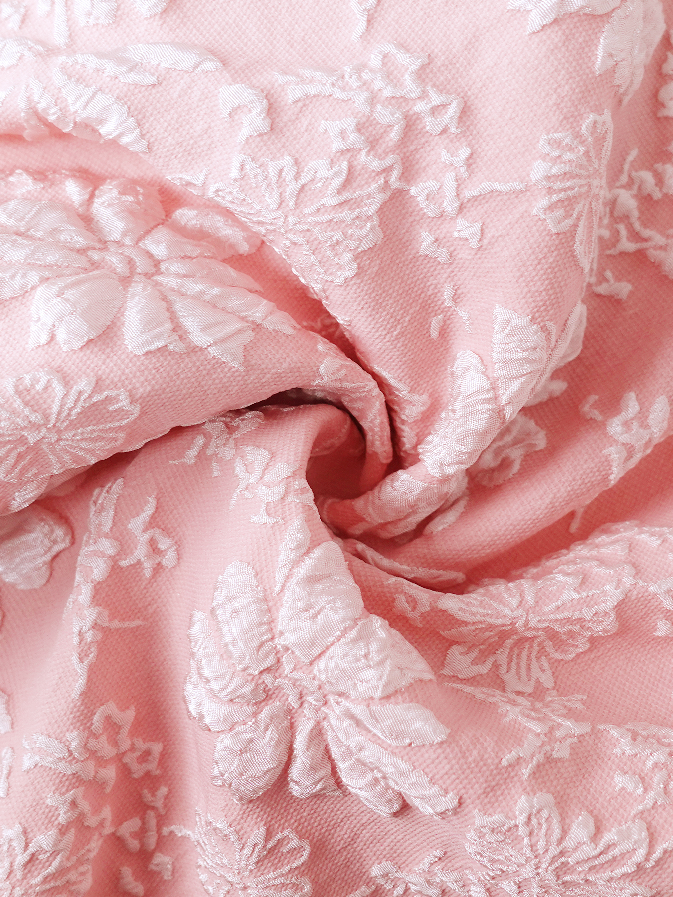 Women's Pink Floral Jacquard Square Neck Sleeveless Midi Dress