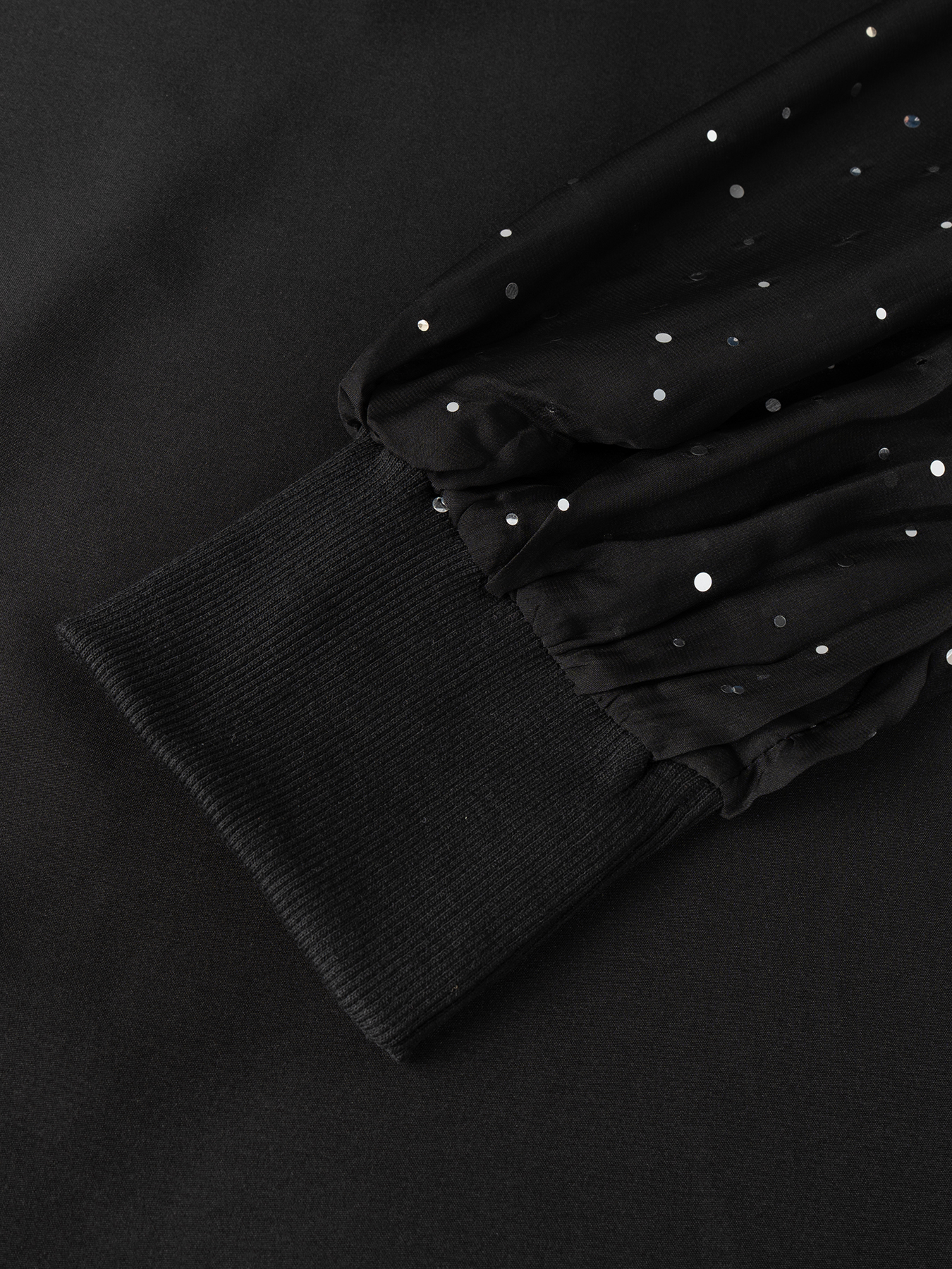 Women's V-Neck Blouse with Sheer Glittery Lantern Sleeves