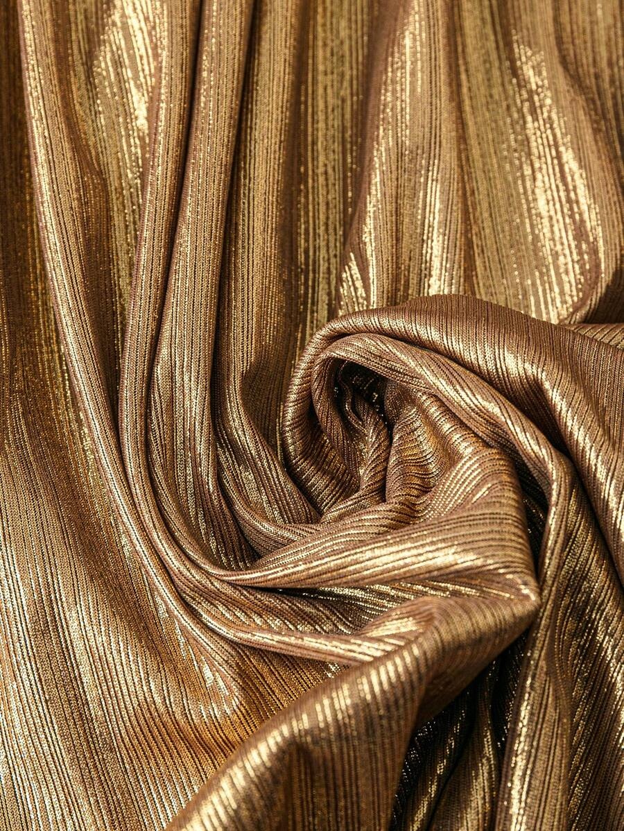 Metallic High Neck Halter Sleeveless Mini Dress