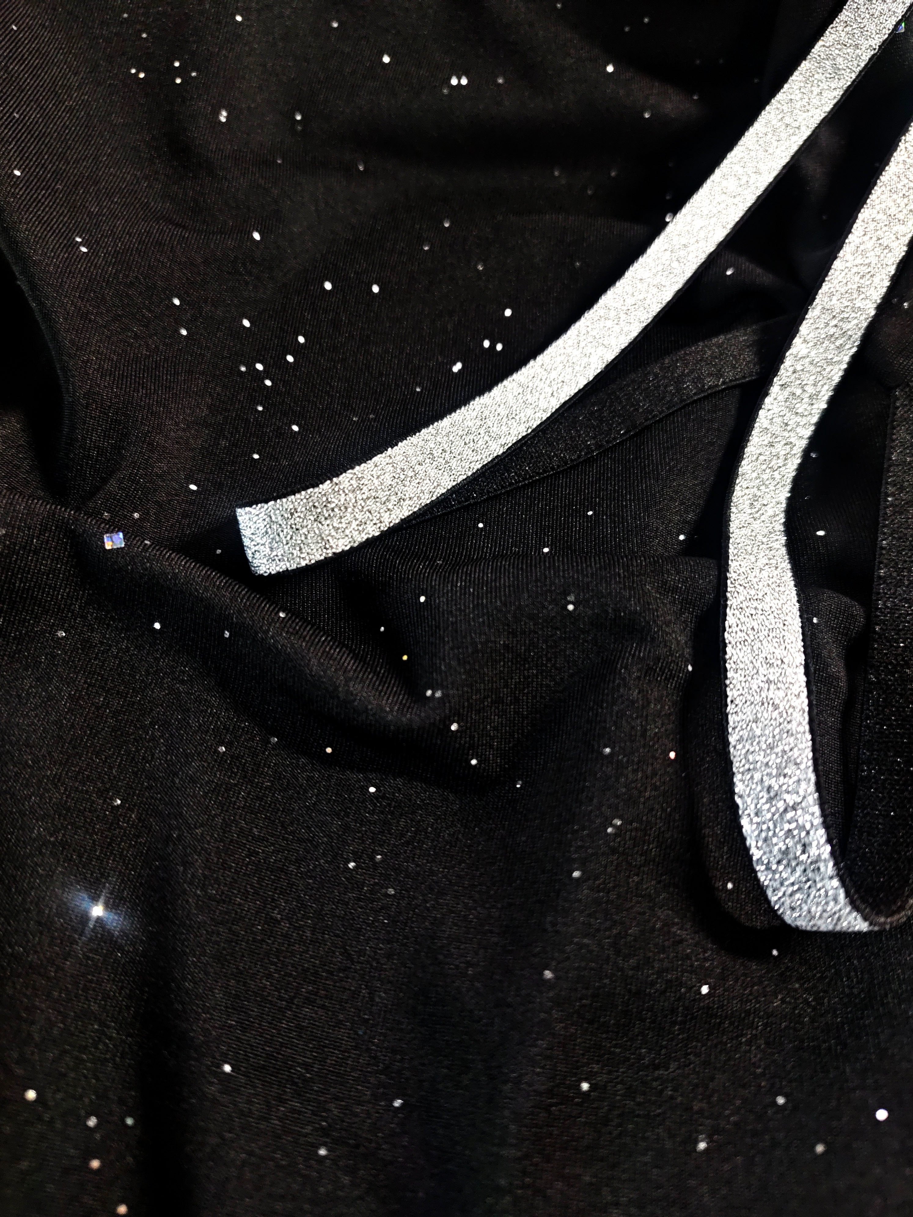 Black Sparkly Camisole with Rhinestone Straps