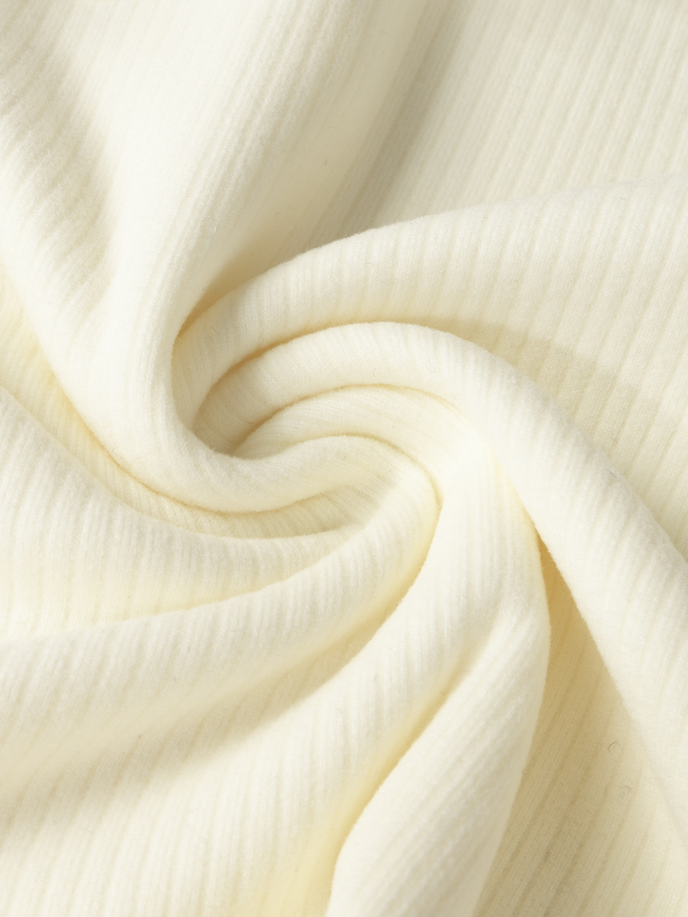 Women's Cream V-Neck Long Sleeve Top with Asymmetric Ruffle Lace Trim and Ribbed Detail