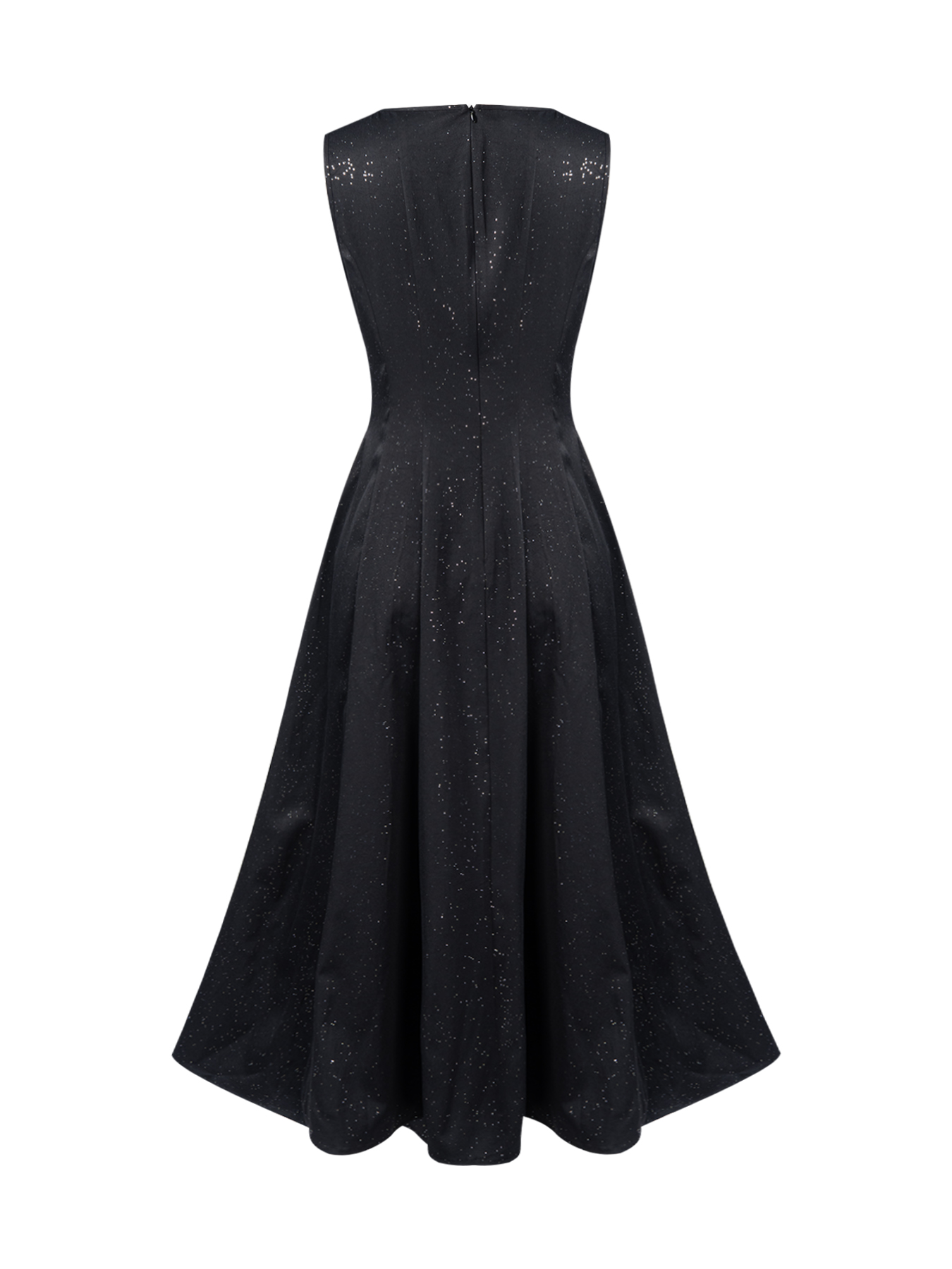 Women's Black polka dot sleeveless mid-length evening dress-Aetheryn