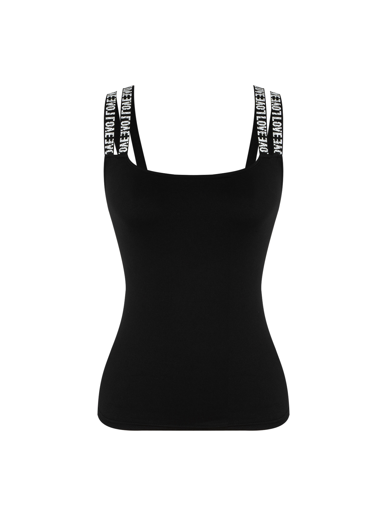 Black Sexy Tank Top with Lettered Straps