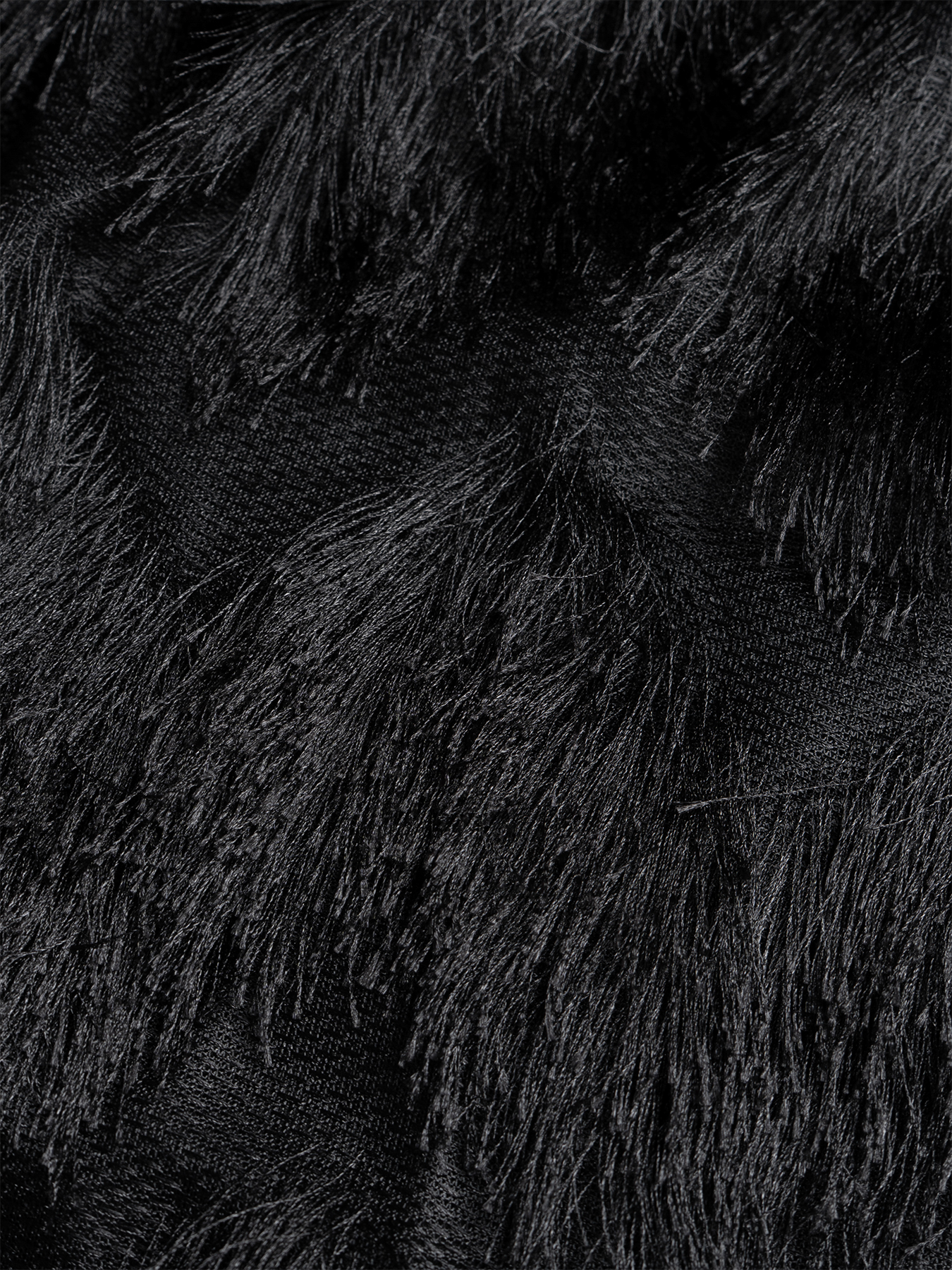 Woman's Round Neck Sheer Long Sleeve Feather Fringe Mini Dress