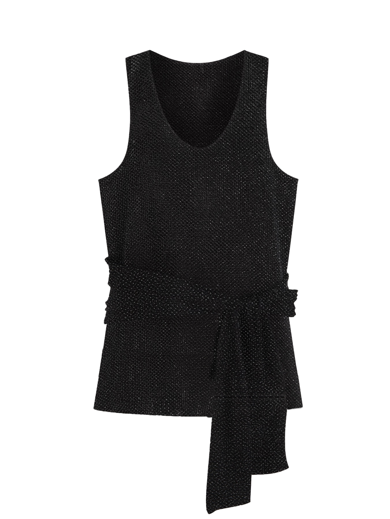 2026 Spring Summer Contemporary Crochet Cami - Metallic-Look Openwork Scoop Neck Essential Top