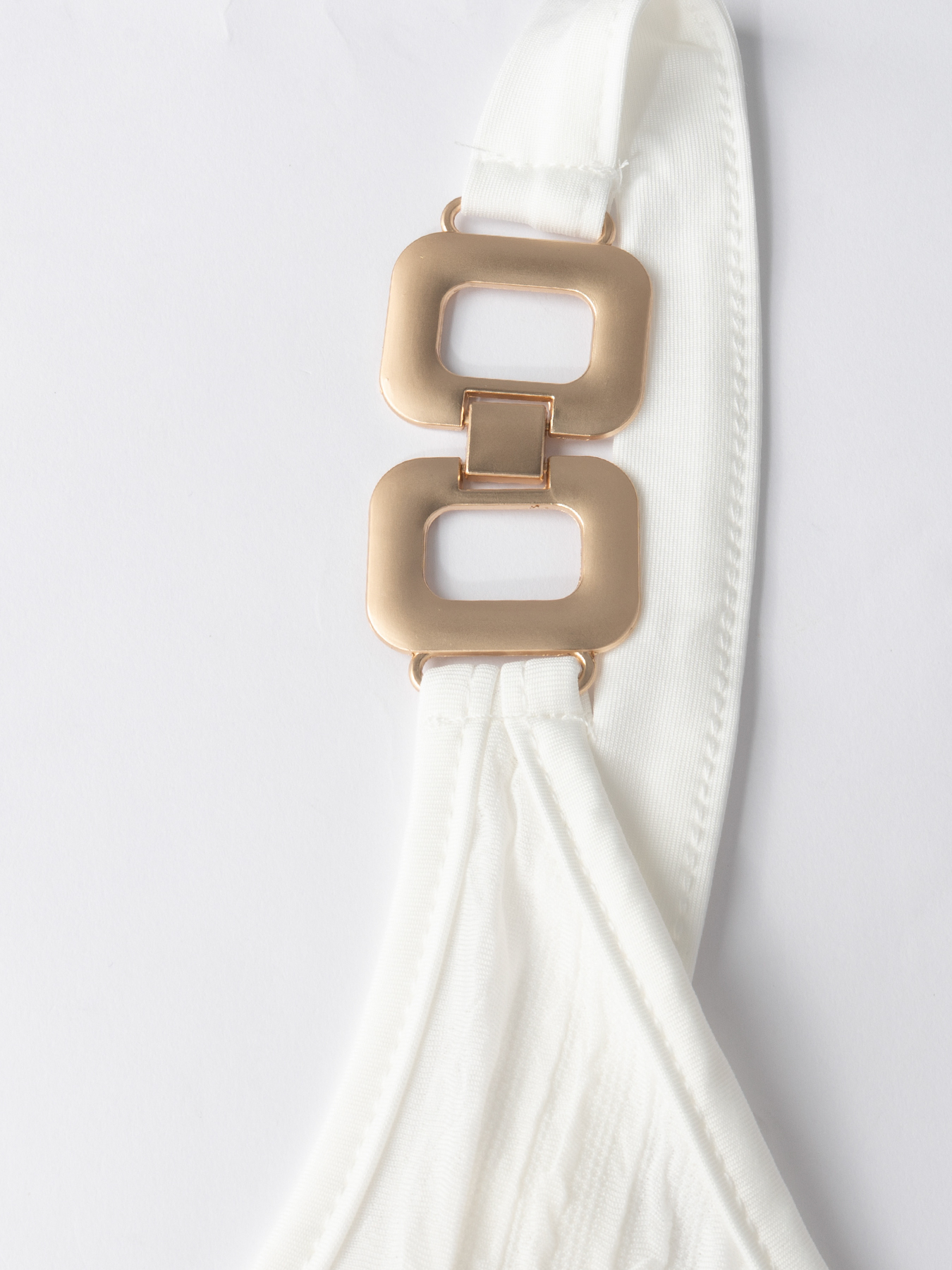 Women's White Textured Cami Top with Metal Chain Strap Detail