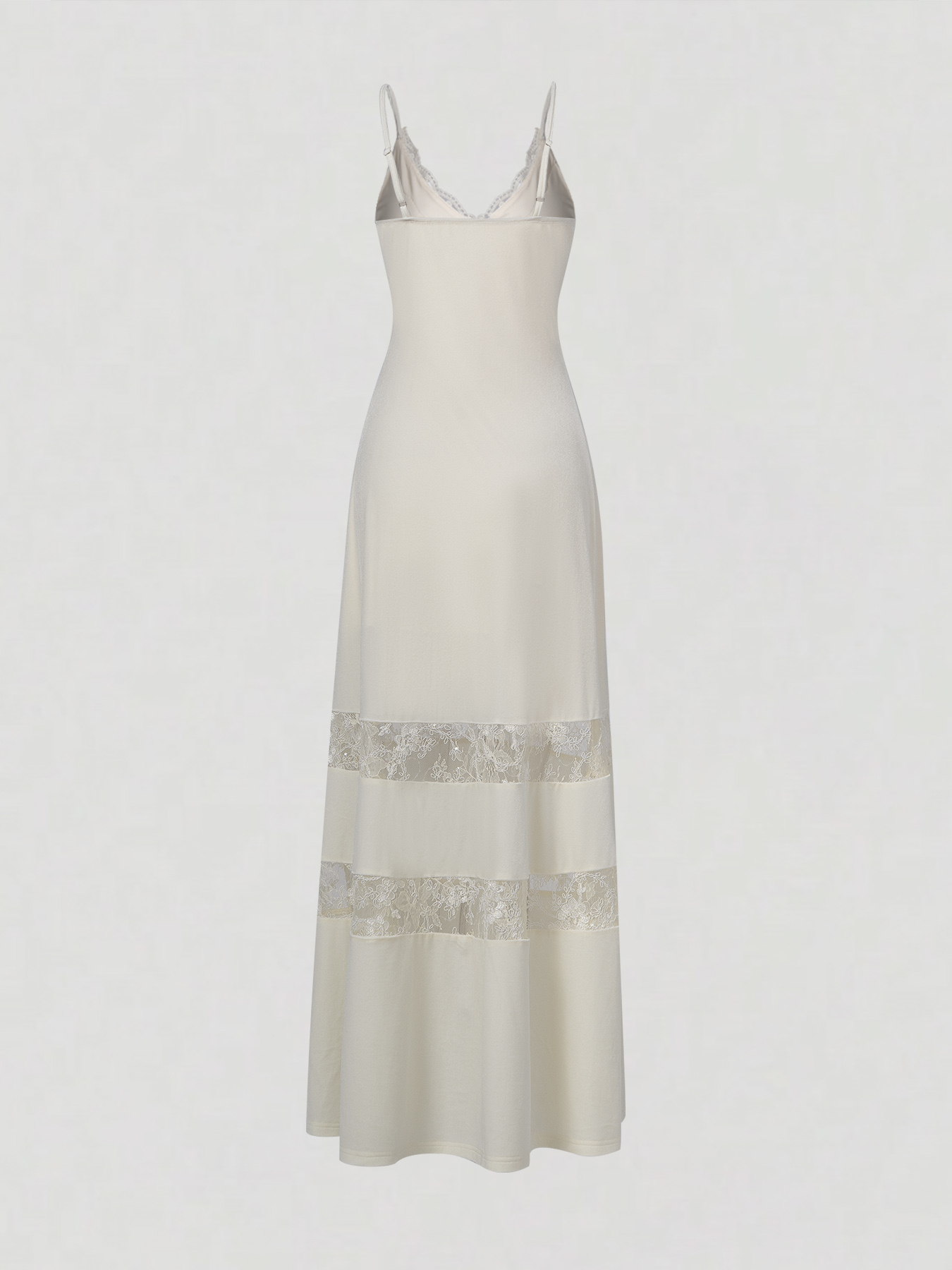 2026 Spring/Summer New Style Gentle Brushed Fleece Fabric Lace Splicing V-neck Camisole Maxi Dress