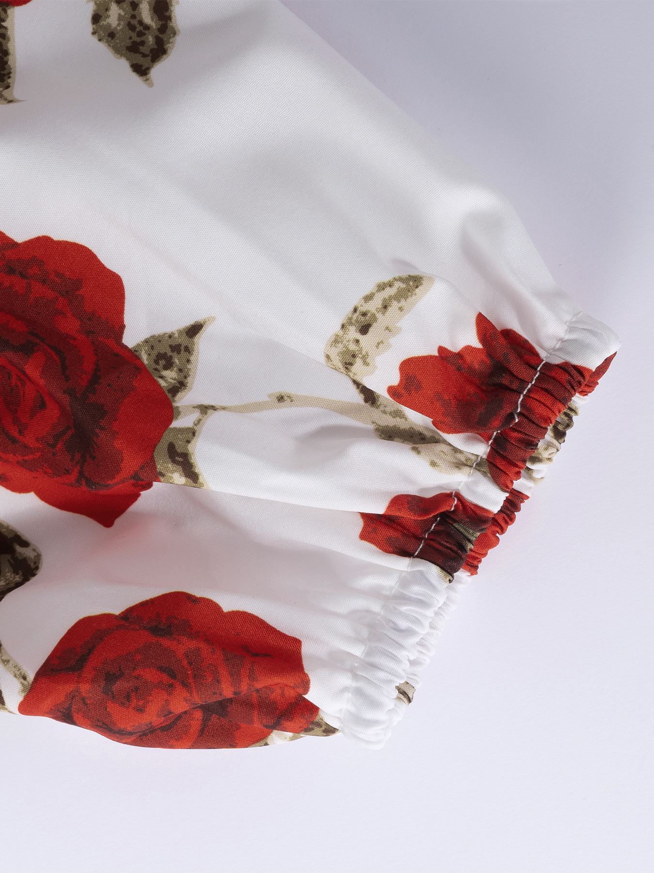 Women's Off-Shoulder Rose Print Long Sleeve Crop Top