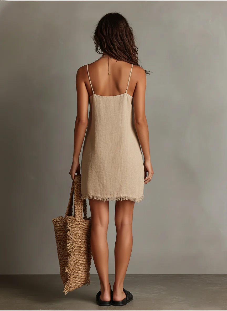 Minimalist Linen Blend Strapless Mini Dress