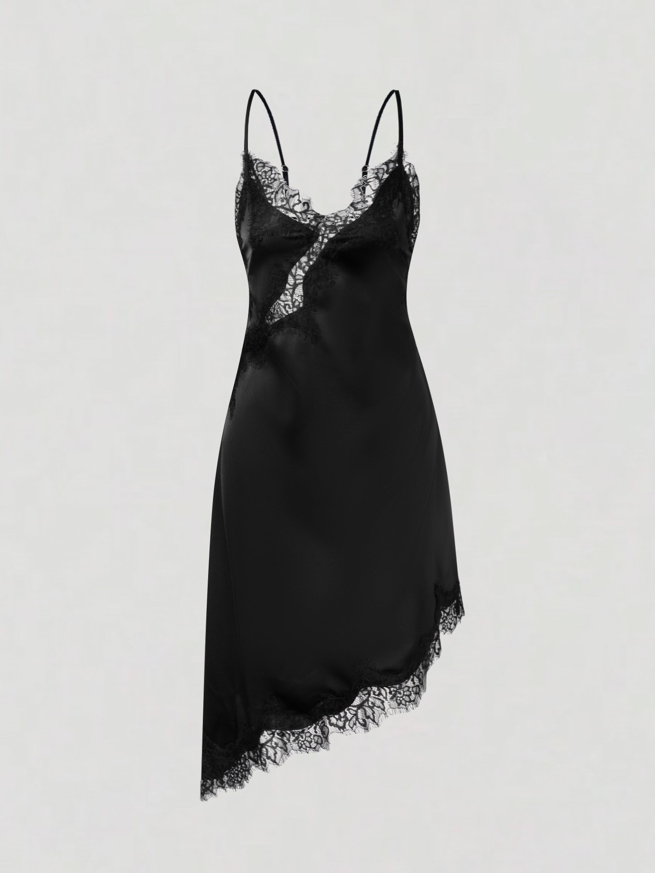 2026 Spring/Summer New Style Sexy & Elegant V-neck Lace Splicing Asymmetric Camisole Dress