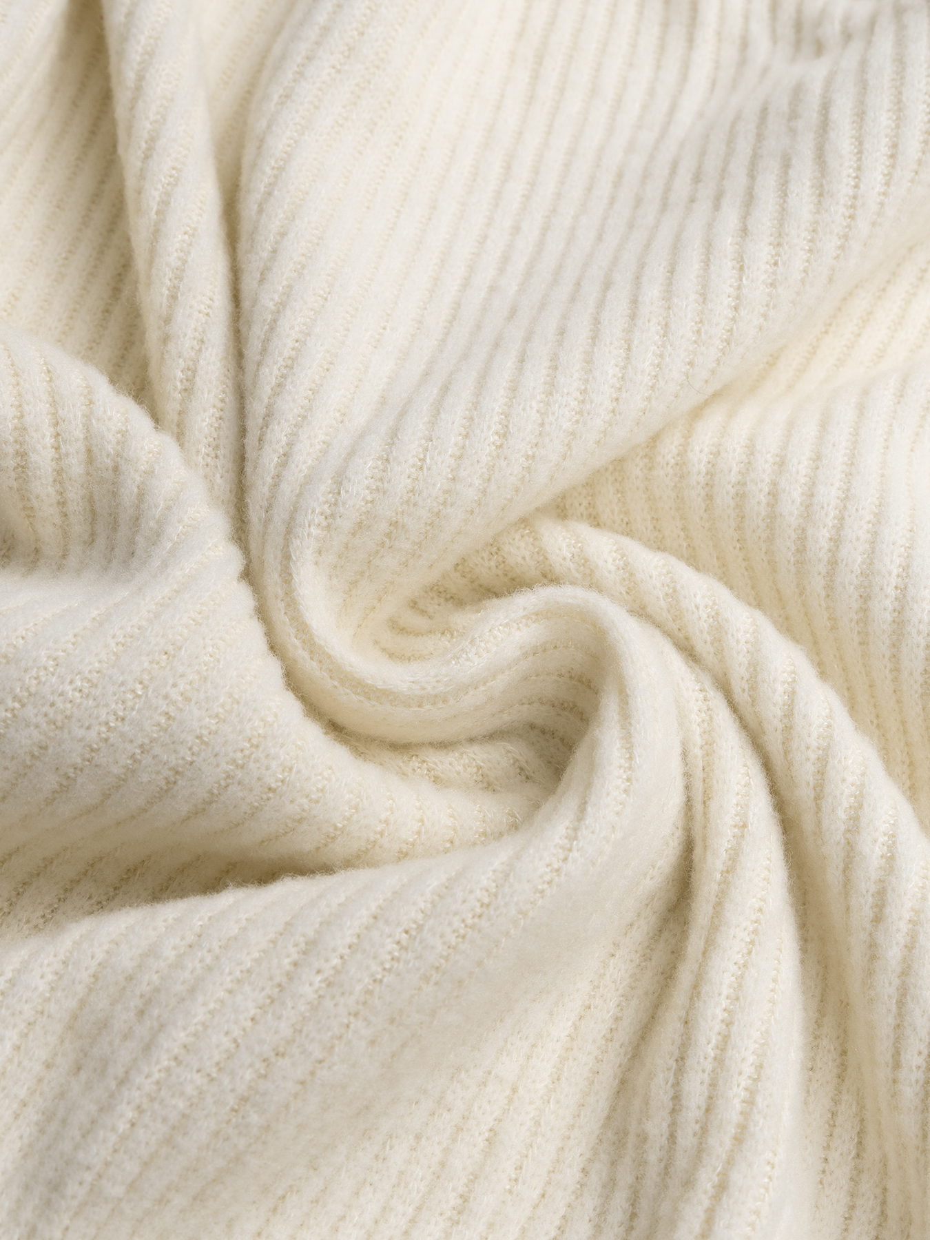 Women's Cream Cross V-Neck Sweater with Lace Trim, Ribbed Knit & Fitted Waist