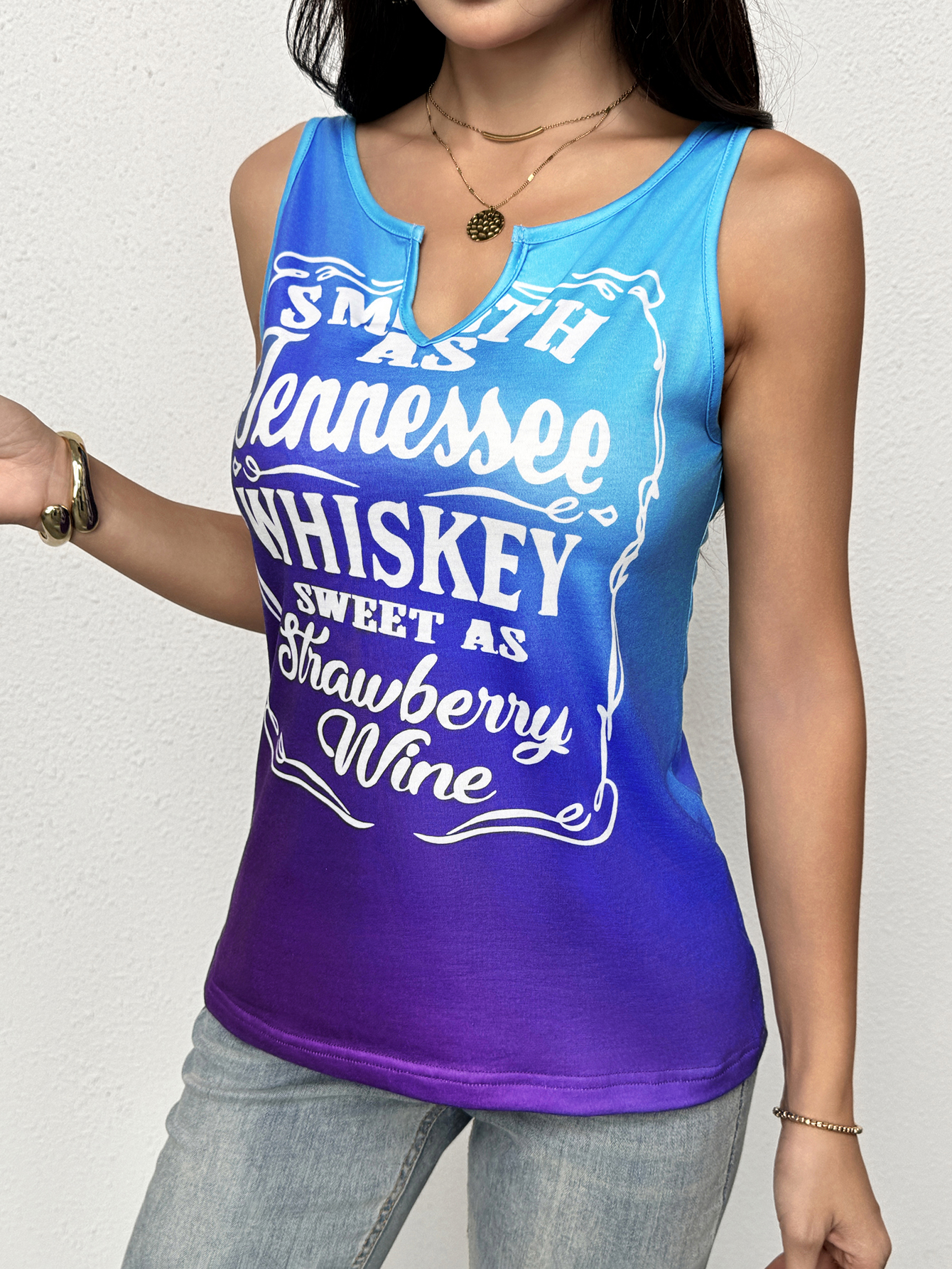 Women's Blue - Purple Gradient Sleeveless Tank Top