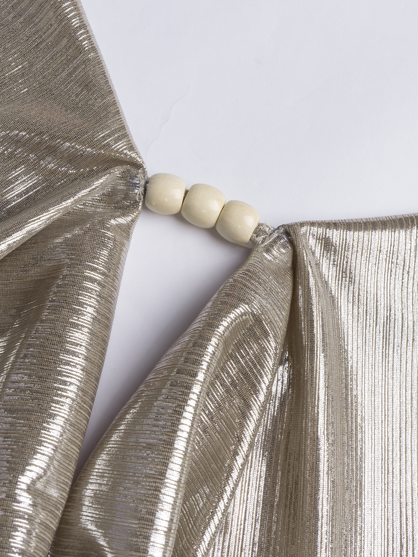 Woman's Metallic Deep V Cowl Neck Halter Mini Dress