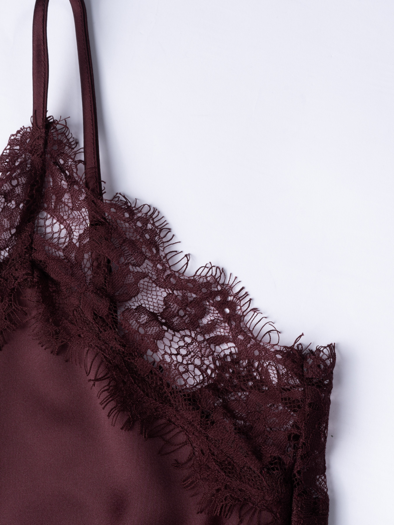 Vestido con tirantes de encaje de satén color vino Mujer falda corta de falda irregular sexy