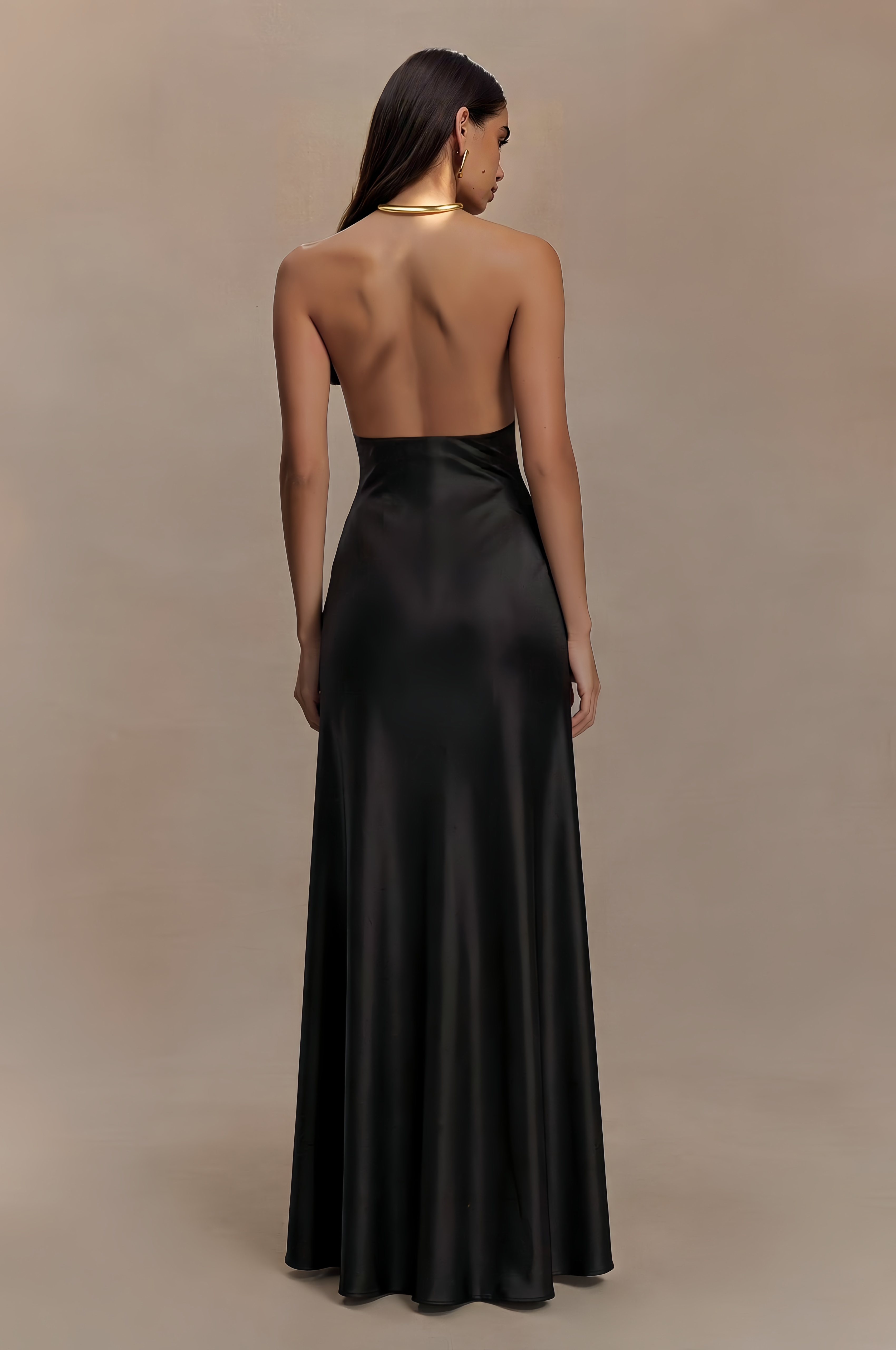 Halter Neck Keyhole Lace Corset Backless Mermaid Maxi Dress