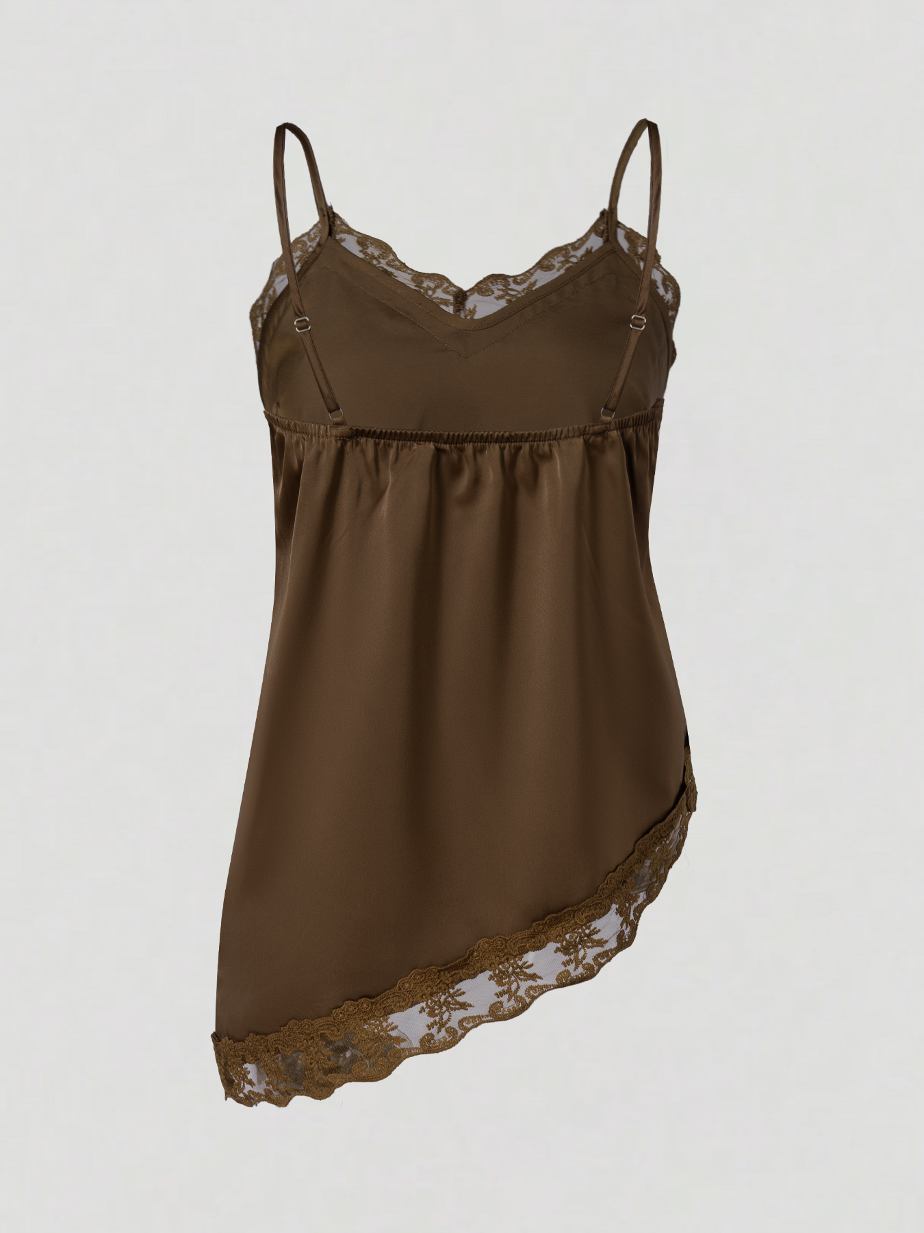 2026 Spring/Summer New Style Elegant Satin Lace Splicing Asymmetric Camisole Top