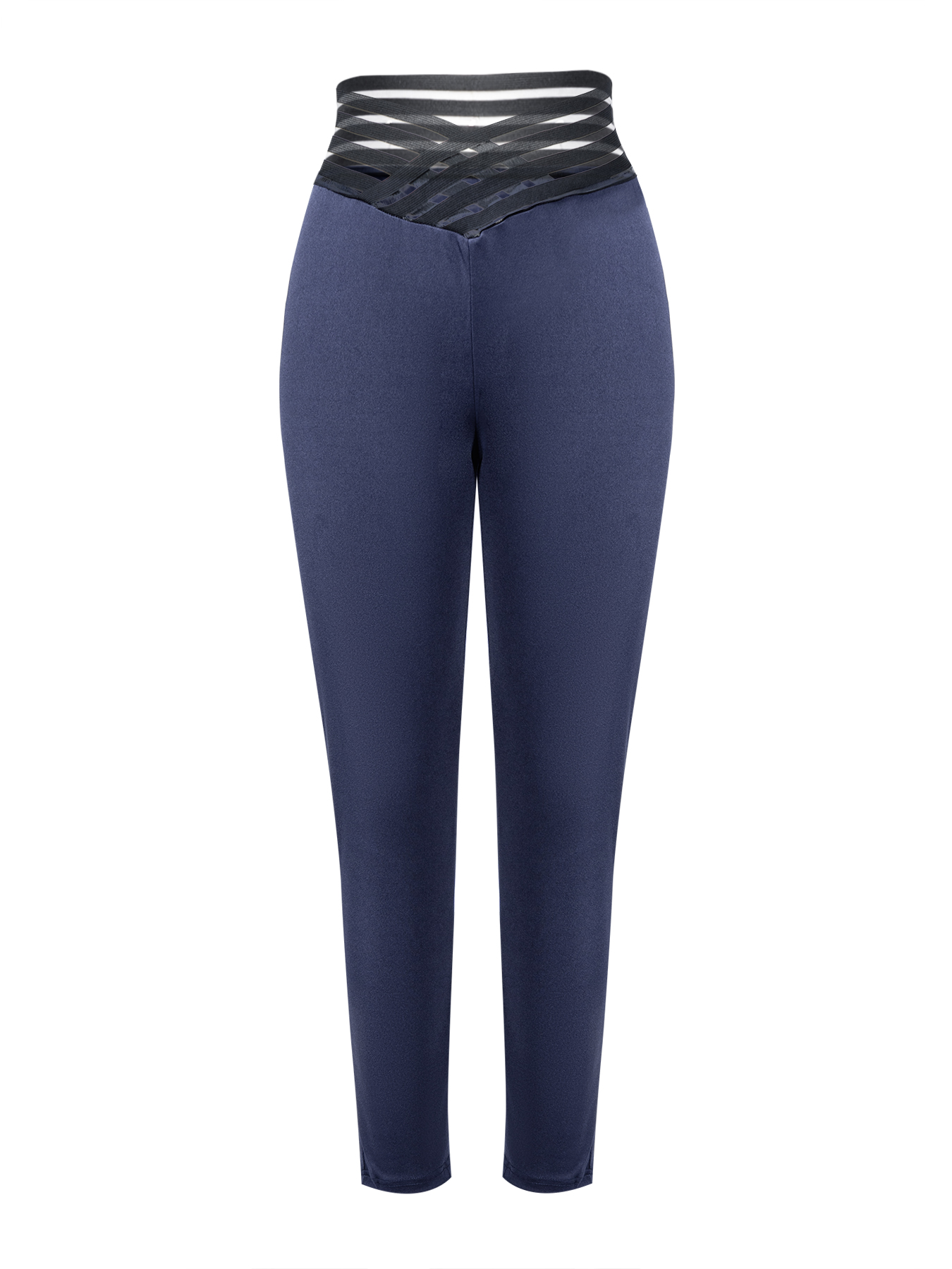 Women's High-Waisted Cropped Trousers with Mesh Detail