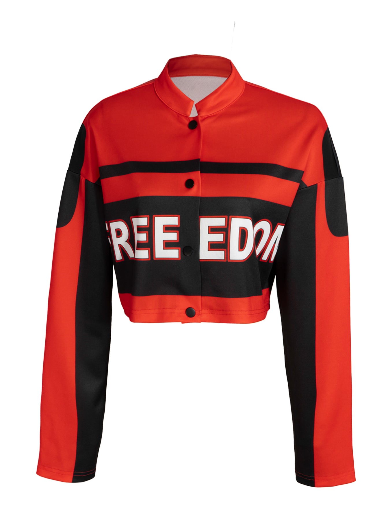 Y2K Digital Print Motocross Jacket - Cropped Streetwear Jacket w/ Distressed Letter Sleeves-Aetheryn
