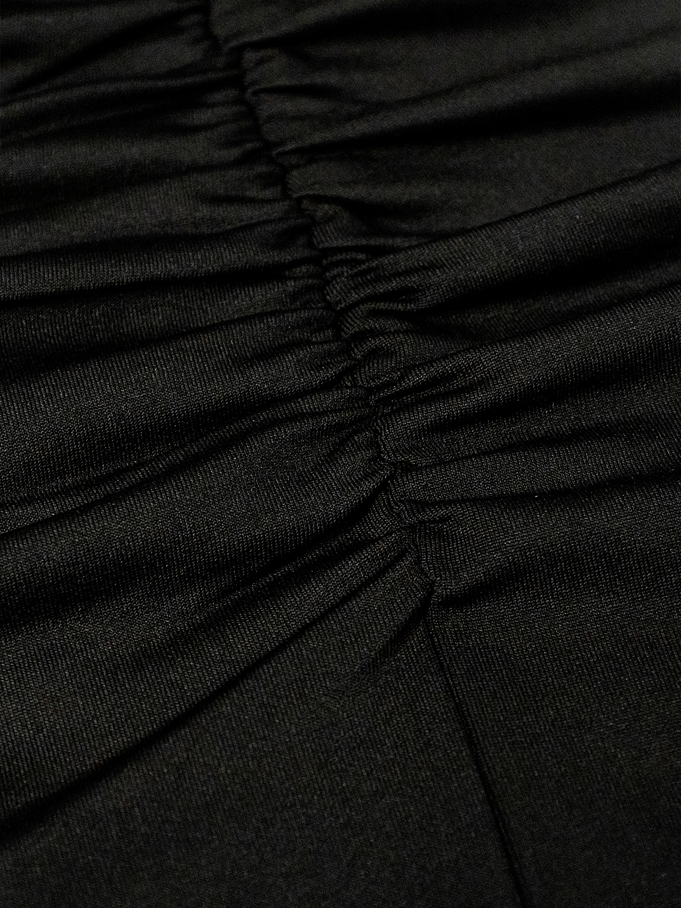 Women's Black Pearl-Embellished Mesh Sleeve Ruched Slit Midi Dress