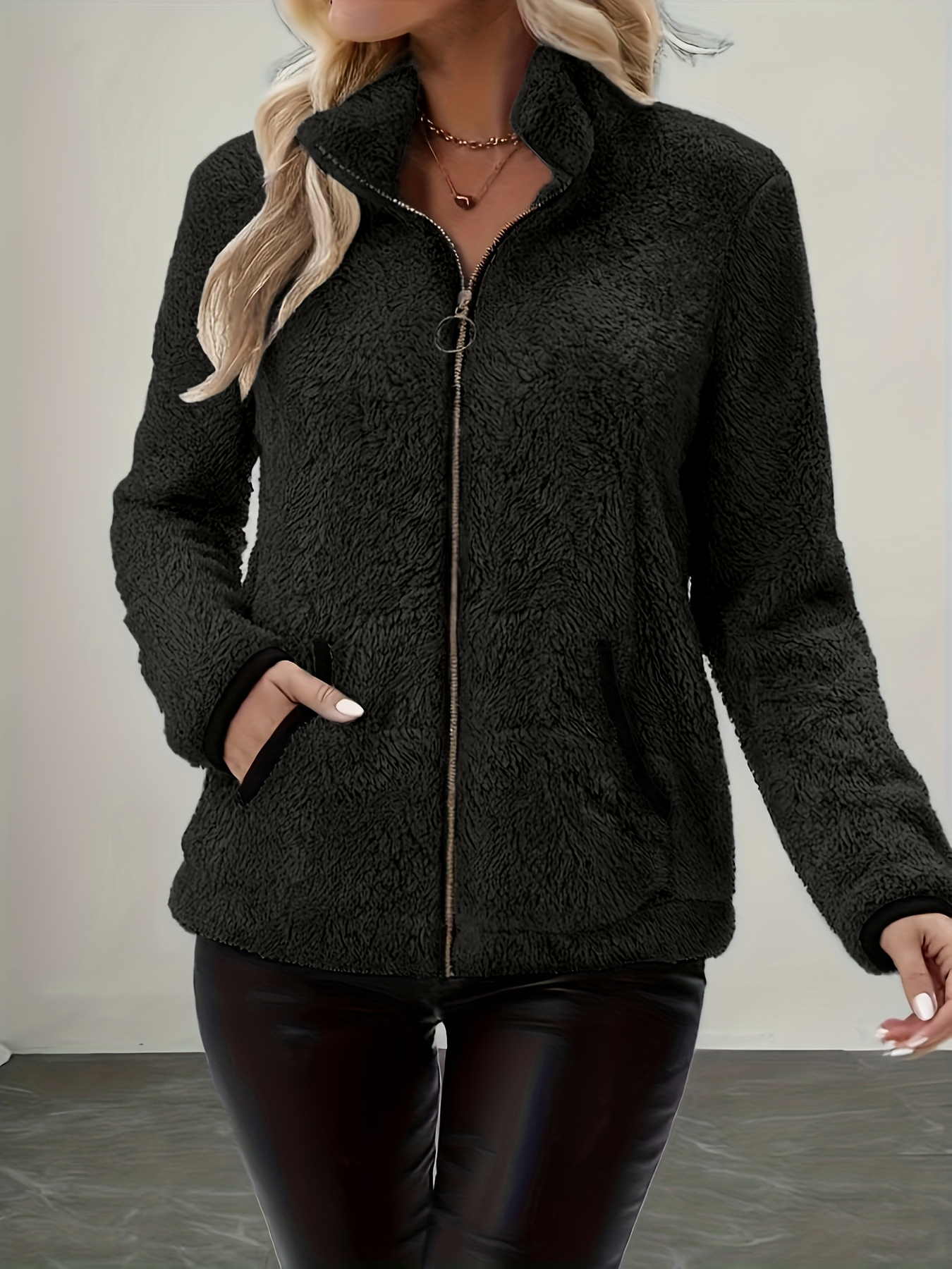Women's Plush Fleece Jacket | Ultra-Soft Longline Coat with Pockets