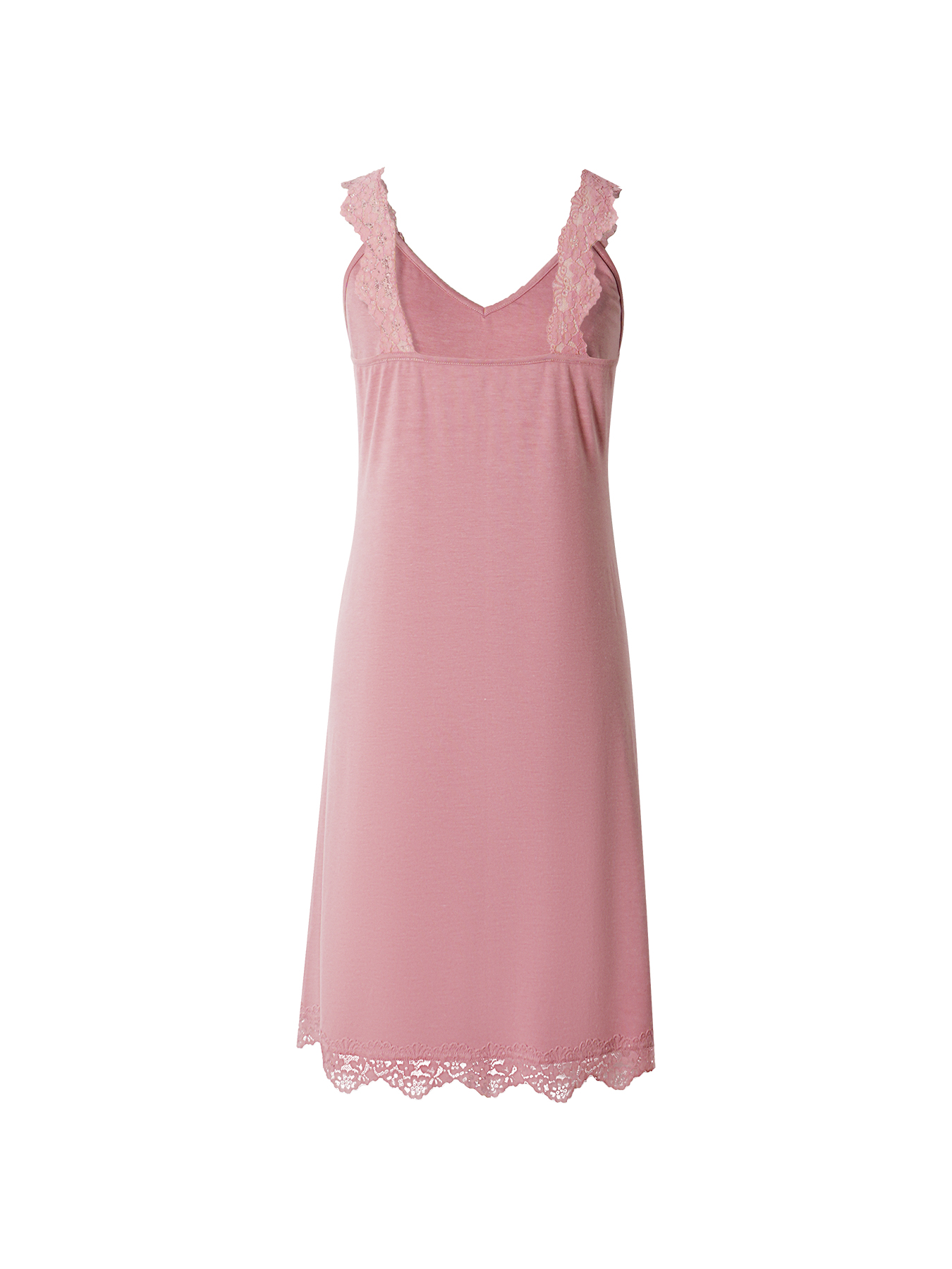 Women's Pink Lace Trim V-Neck Sleeveless Nightdress