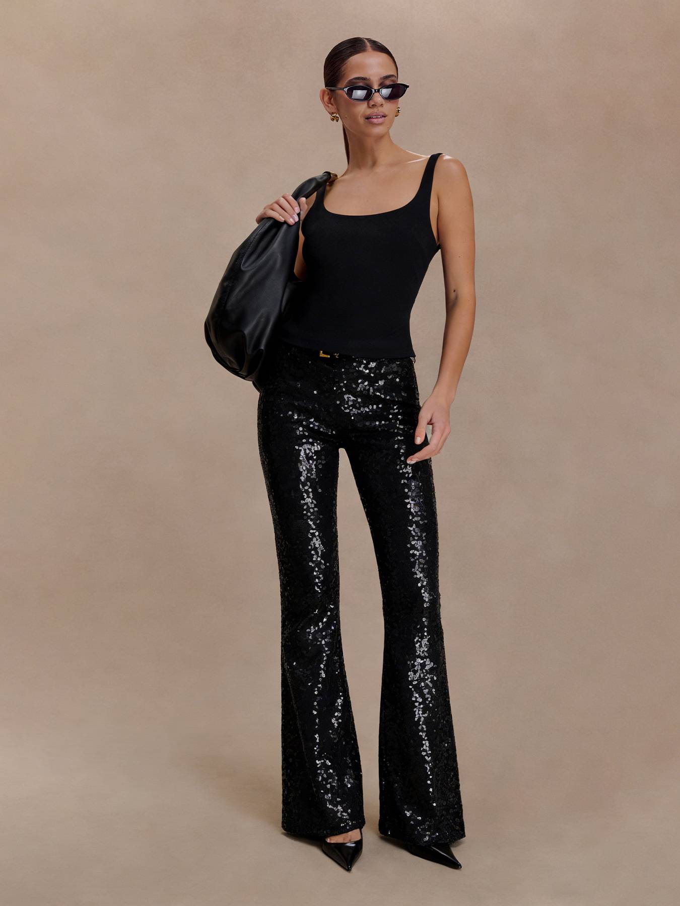 Women's Sequin High Waist Flare Pants