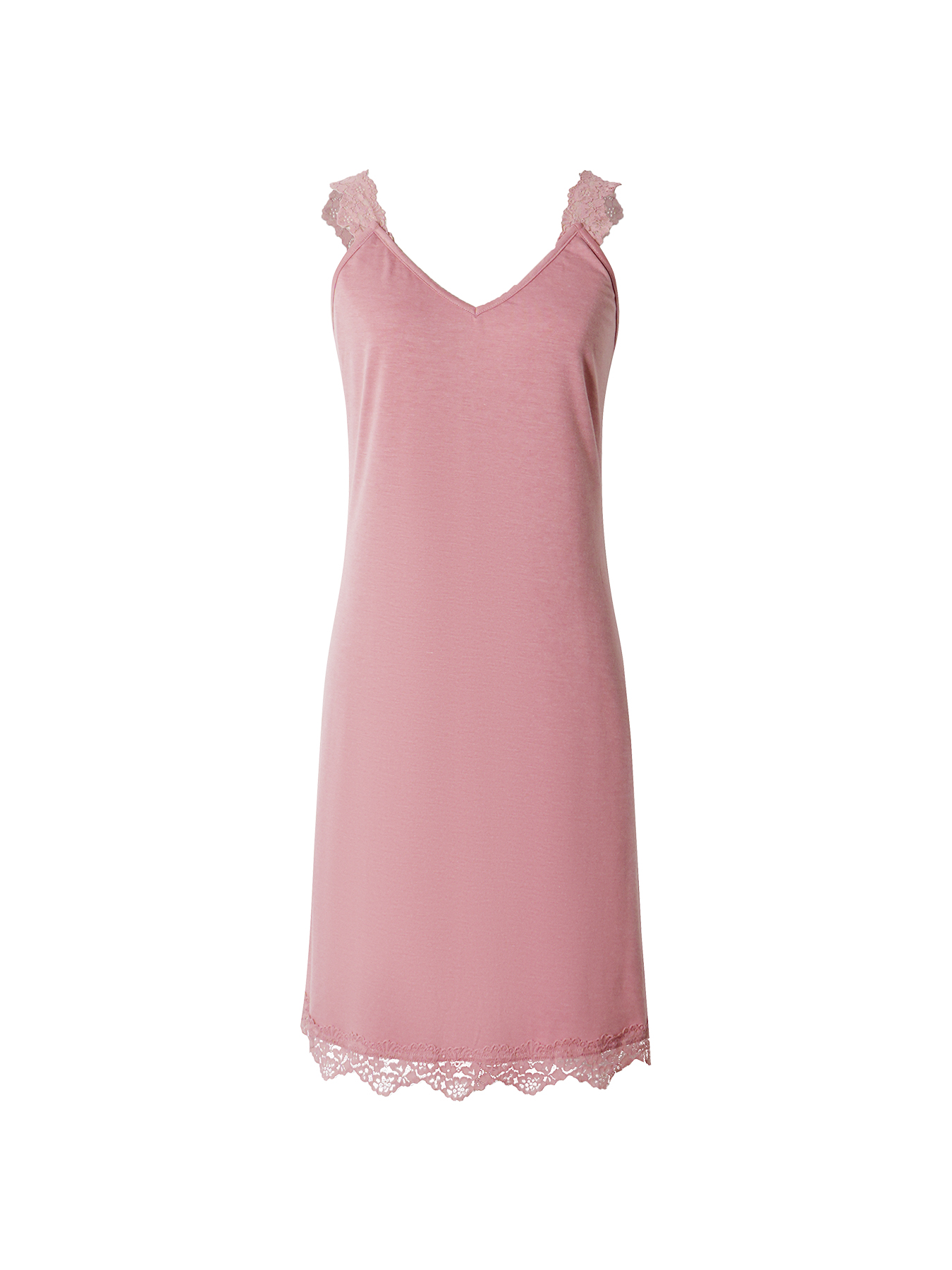 Women's Pink Lace Trim V-Neck Sleeveless Nightdress