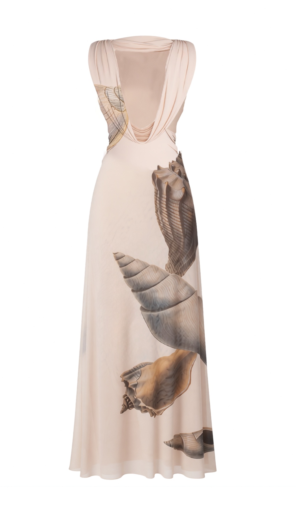 2026 Spring Summer Beach Holiday Shell Halter Dress - Relaxed Fit Slim Midi in Soft Beige