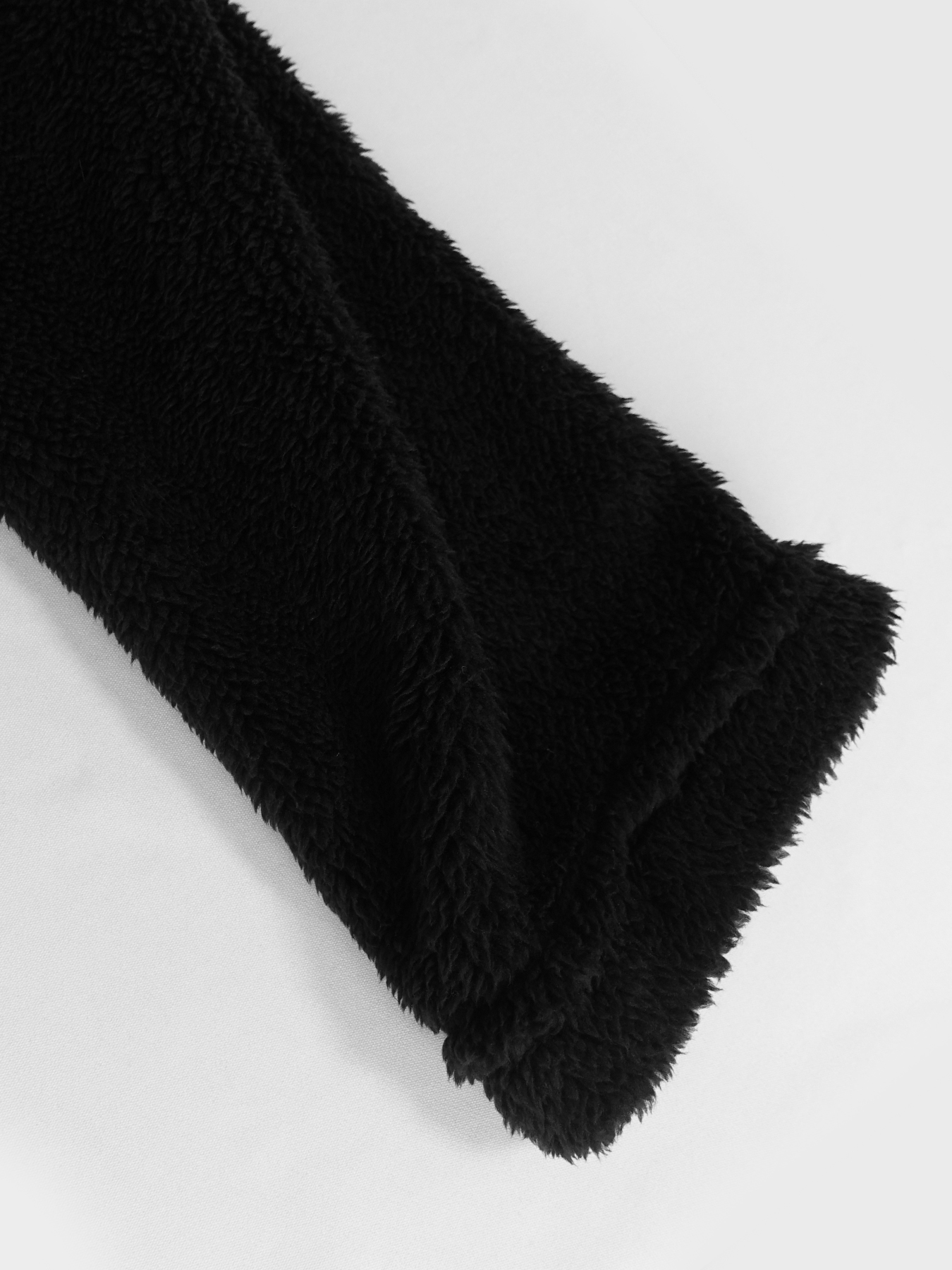 Women's Black Fuzzy Hooded Open-Front Long Coat