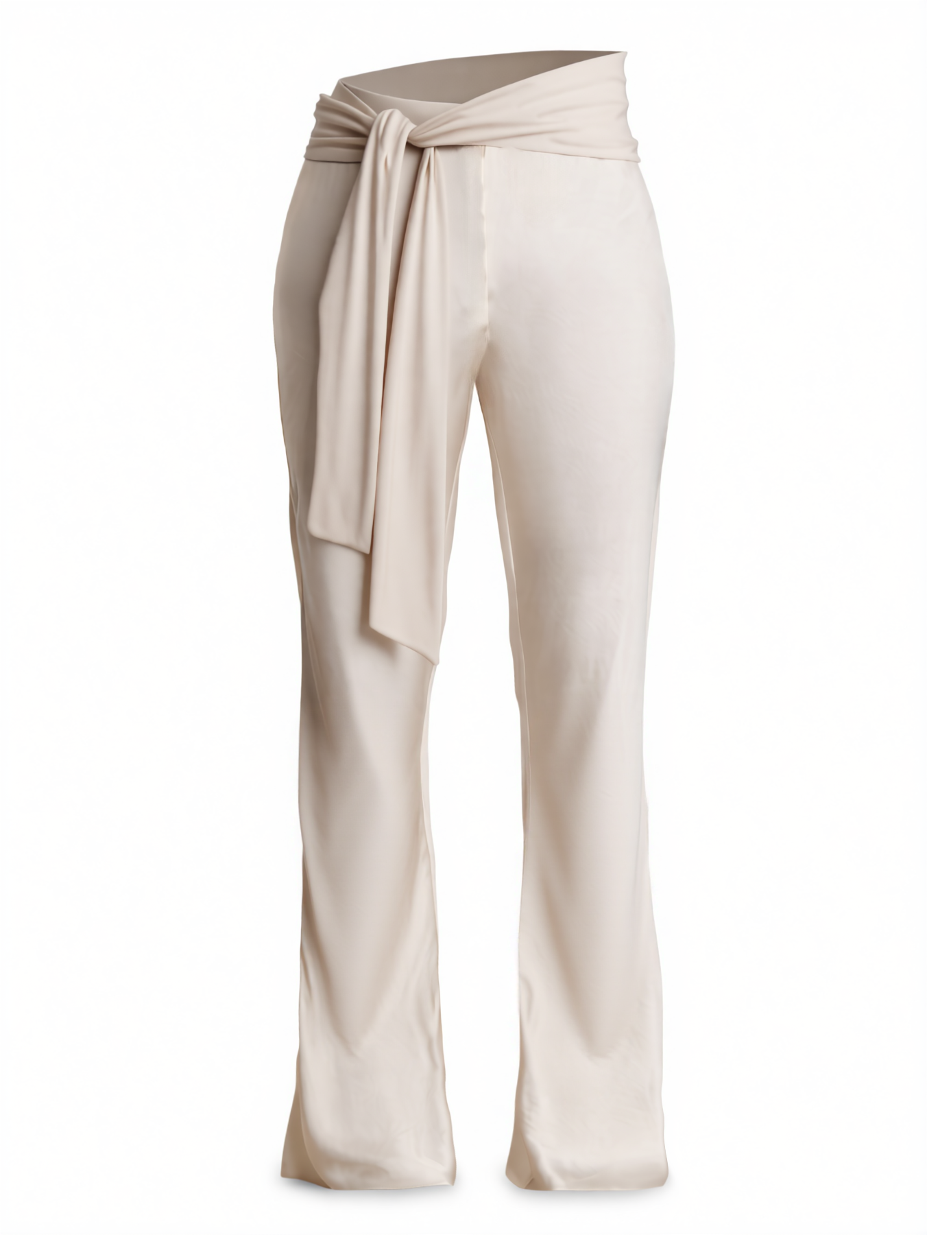 2026 Spring Summer Light Luxury Dinner Style Satin Halter Backless Jumpsuit : Metal Chain Decor Waist Tie Wide-Leg One-Piece