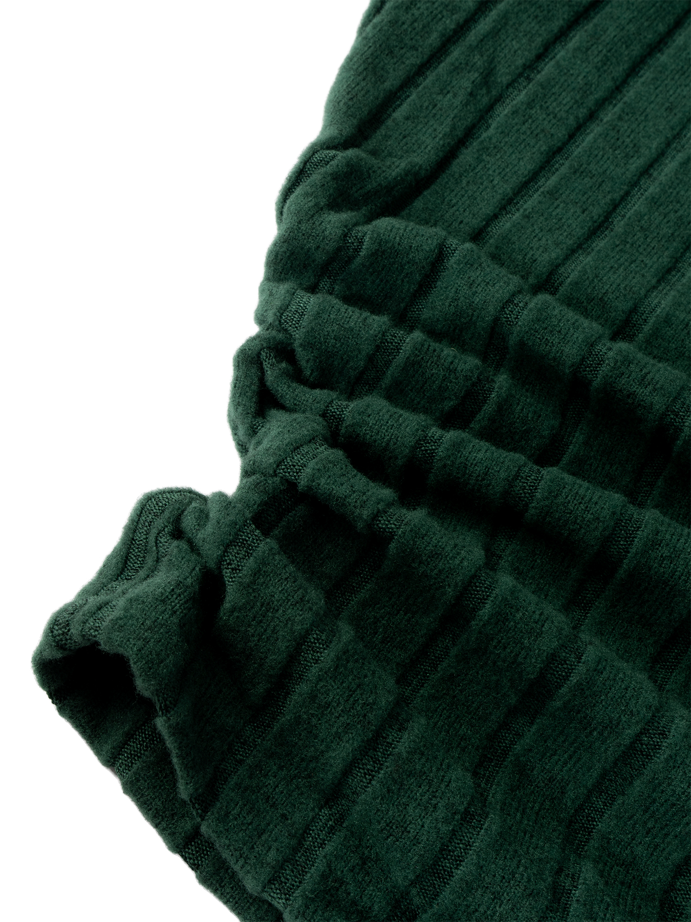 Women's Dark Green Ribbed Mock Neck Long Sleeve Top