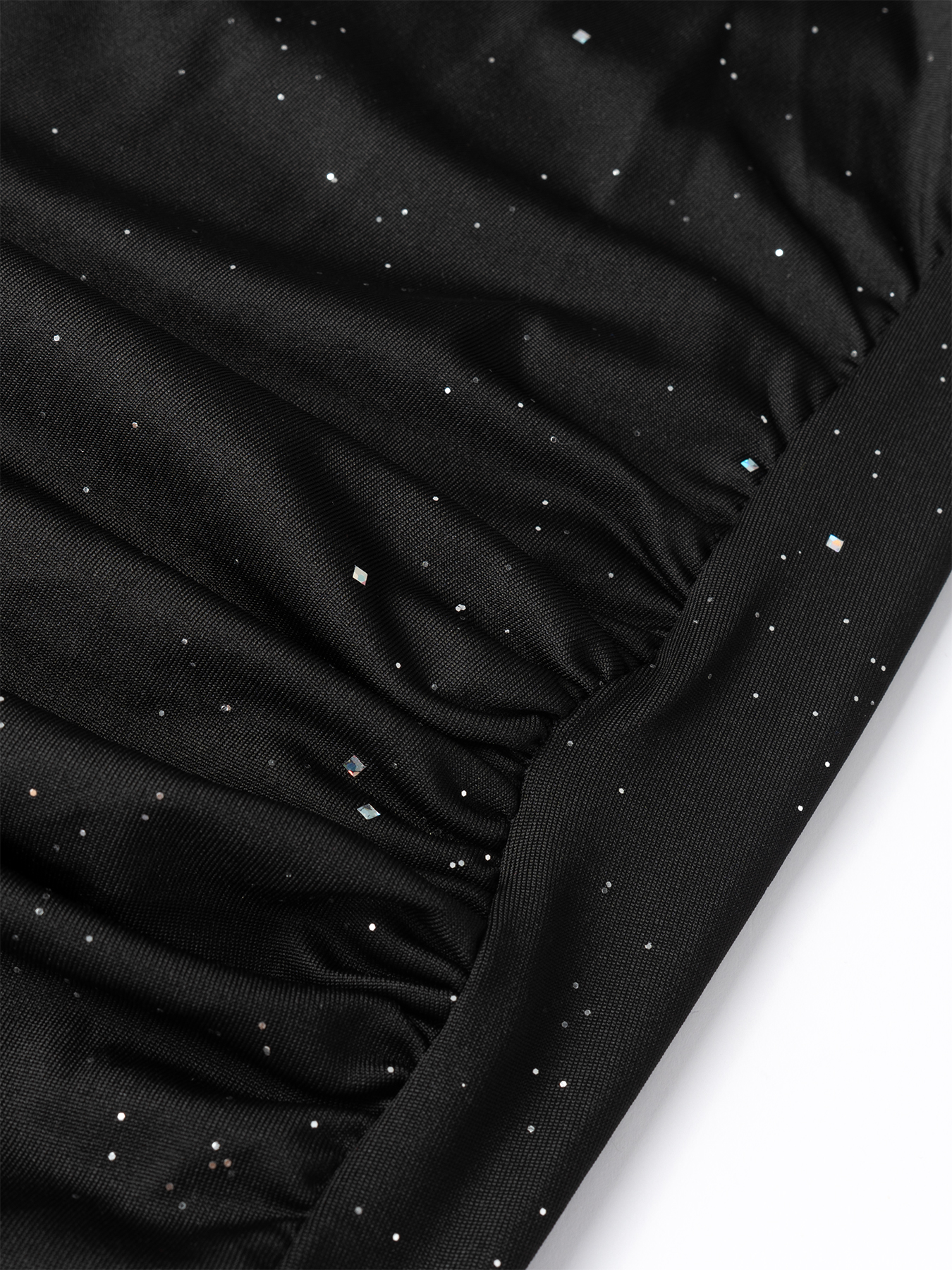 Women's Black Glitter Mesh Long Sleeve Bodycon Mini Dress