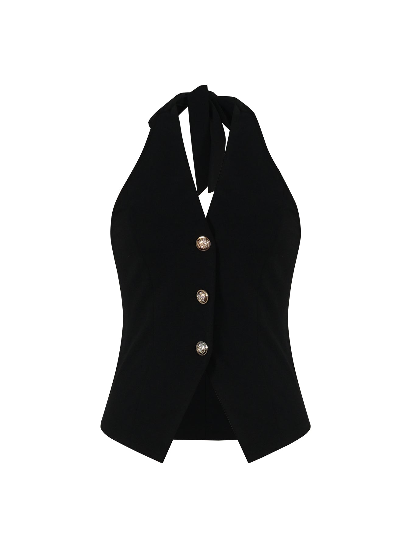 Women's Sleeveless Halter Neck Button Vest Top-Aetheryn