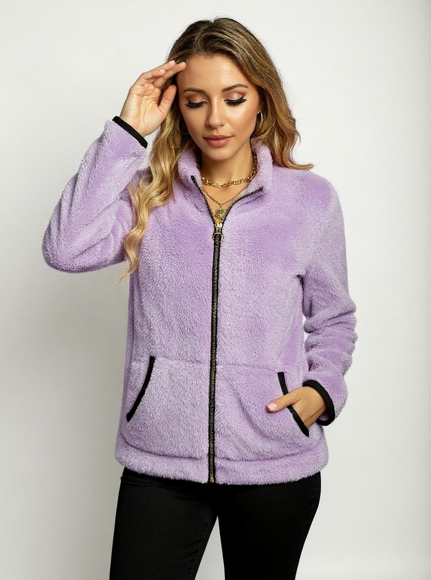 Women's Plush Fleece Jacket | Ultra-Soft Longline Coat with Pockets