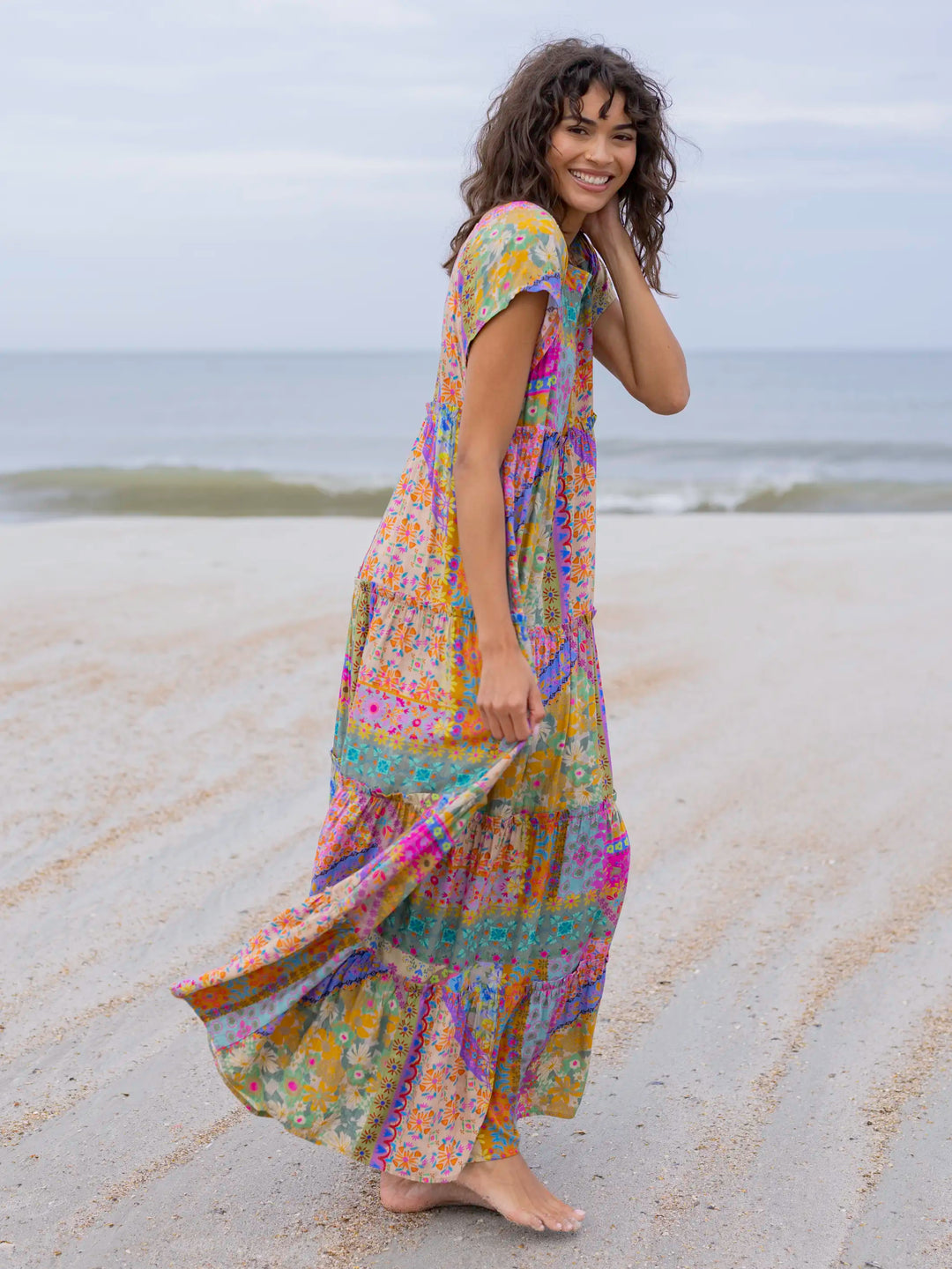 Boho Patchwork Floral Maxi Dress