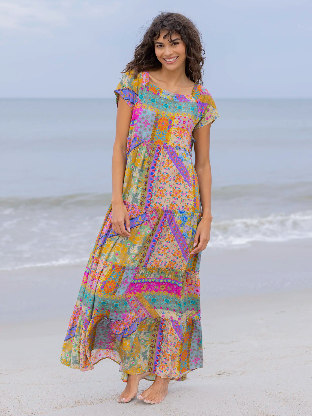 Boho Patchwork Floral Maxi Dress