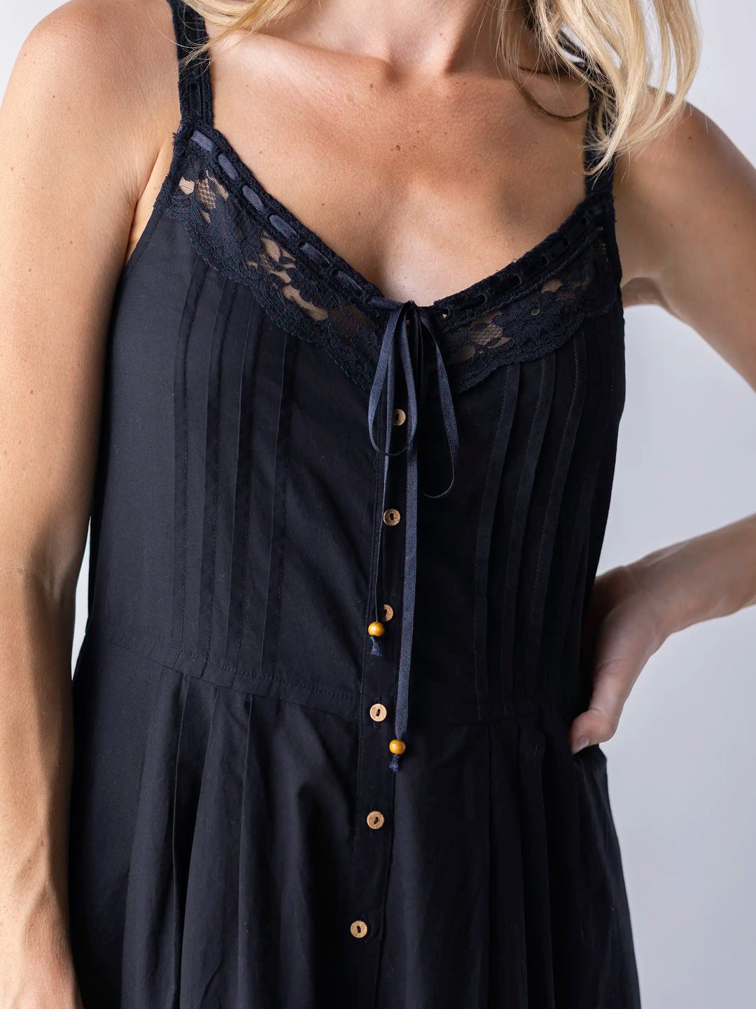 Elegant Black Lace Ruffle Hem Cami Jumpsuit